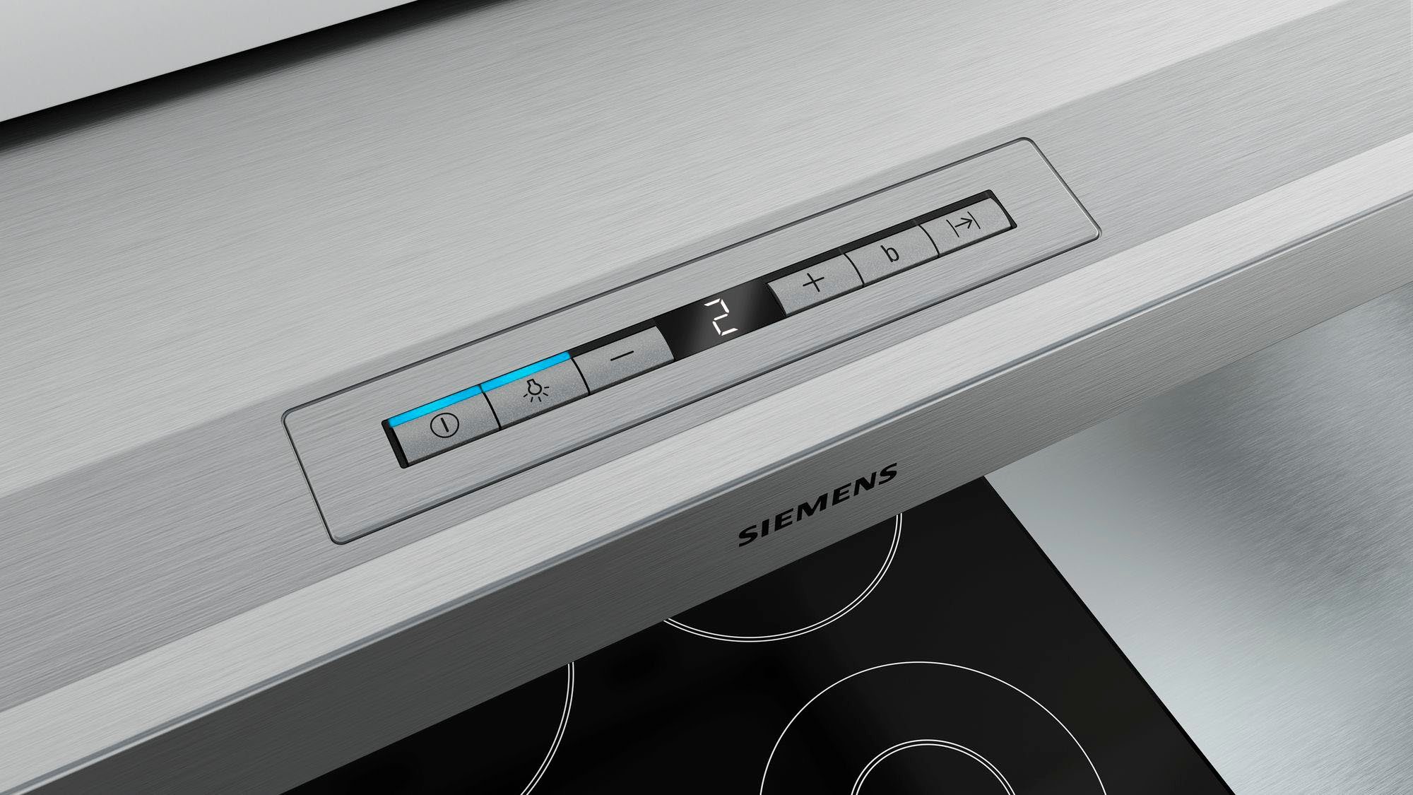 SIEMENS Flachschirmhaube LI97RA561 LI97RA561, Leiser iQdrive-Motor für mehr Ruhe & helles LED-Licht beim Kochen