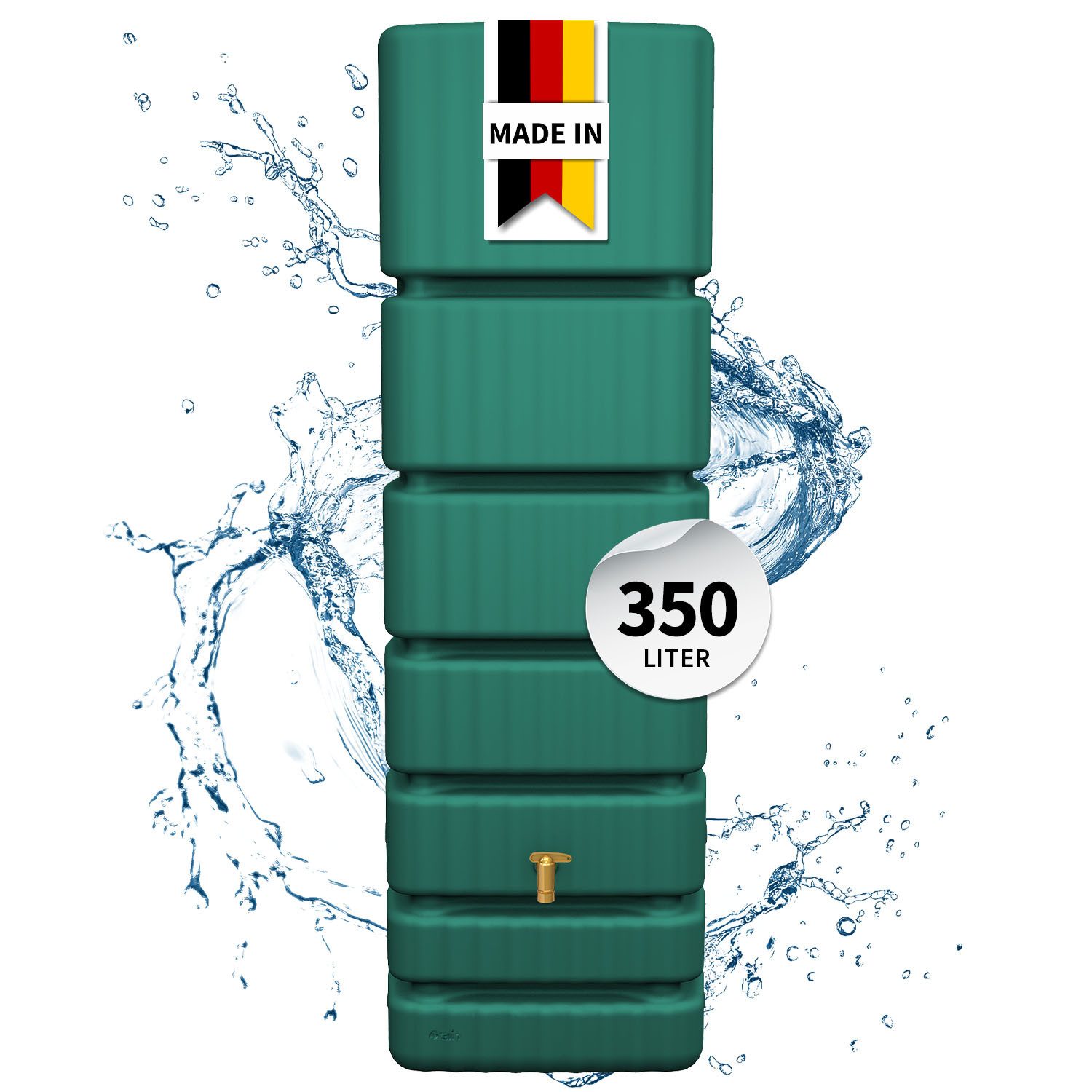 4rain Regentonne SLIM Wandtank 350 Liter dunkelgrün