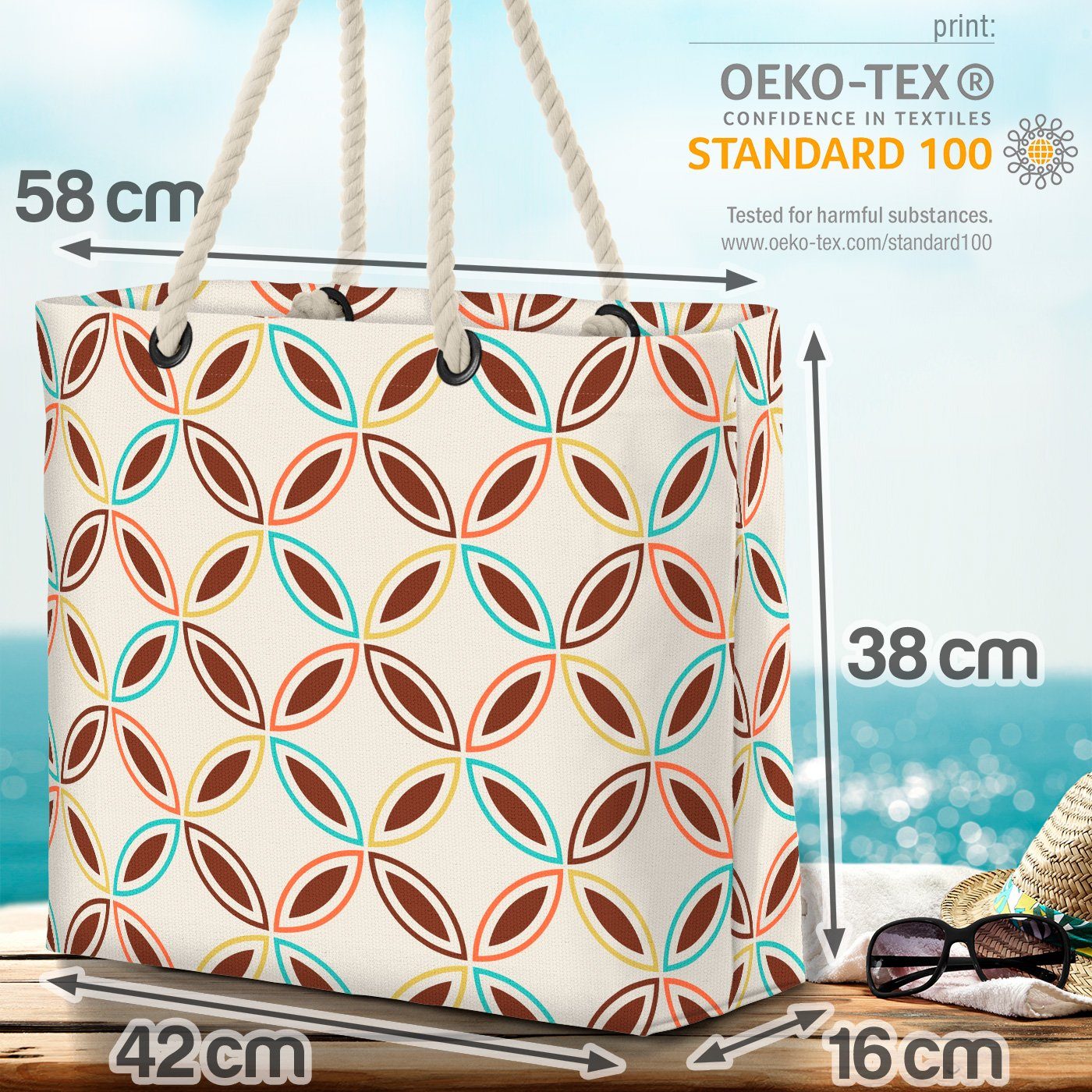 Strandtasche Grafik Vintage (1-tlg), Muster 50er VOID Vintage Retro Muster 70er 60er 60er Retro