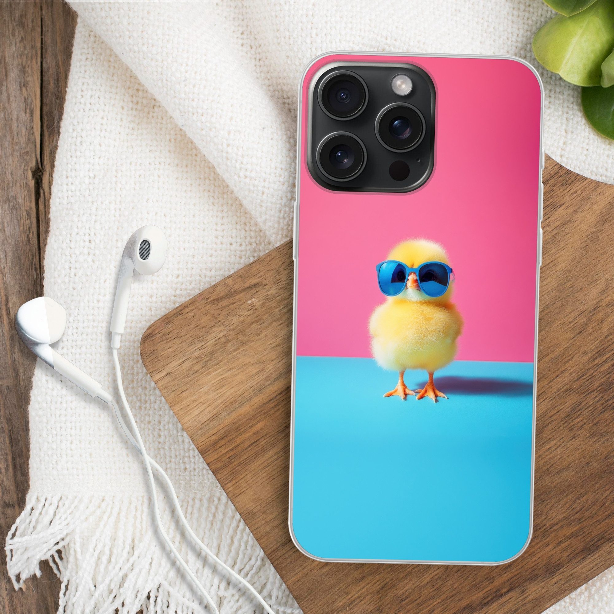 MuchoWow Handyhülle für Apple iPhone 15 Pro Max Chick - Sonnenbrille - Blau, Smartphone-Bumper, Print, Handy Schutzhülle Dünn