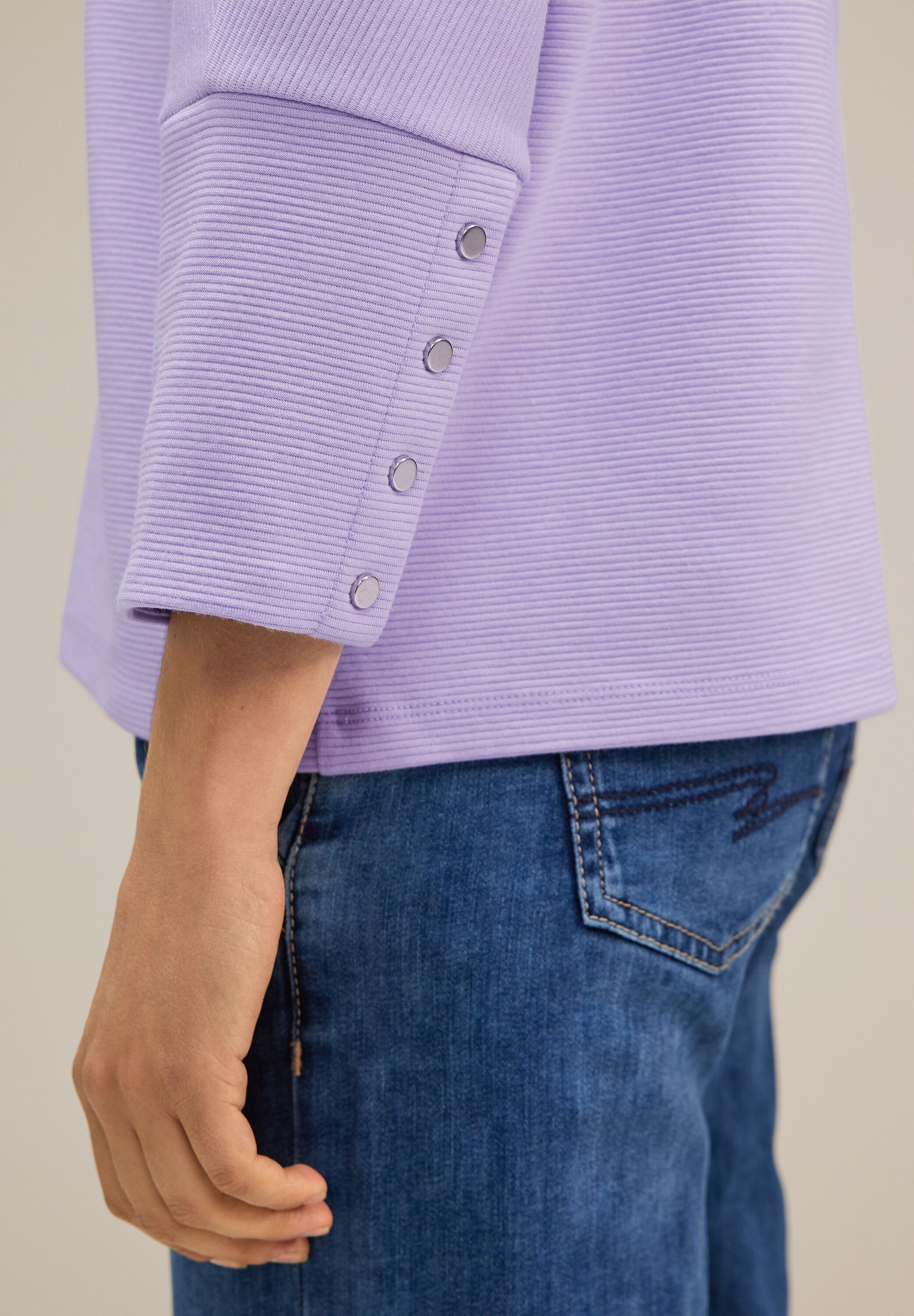lilac soft structure 3/4 shirt pure STREET Strukturshirt cuffs with mit long Arm ONE 3/4-Arm-Shirt