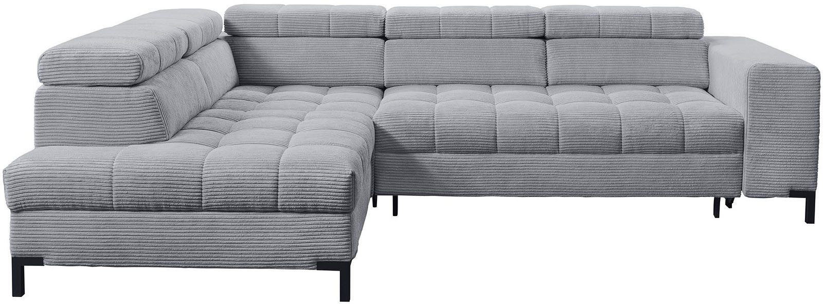 exxpo - sofa fashion Ecksofa Bocco, hochwertige Verarbeitung, toller Sitzkomfort, bequem, L-Form, wahlweise mit Bettfunktion u. Bettkasten, inkl. Kopfteilverstellung