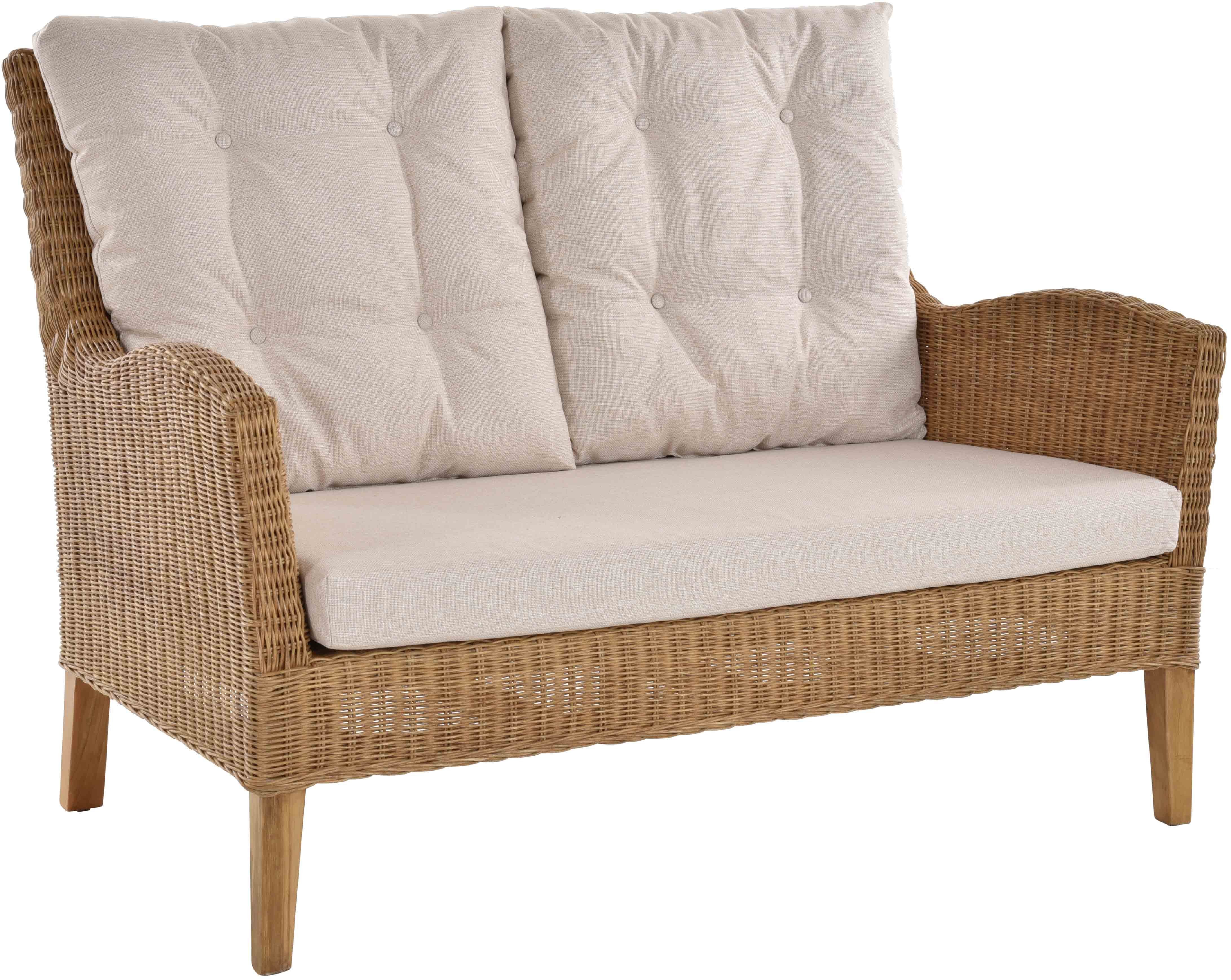 Krines Home Loungesofa Elegantes Rattansofa inkl. Polster, Wohnzimmersofa Rattan Wintergarten, Lounge