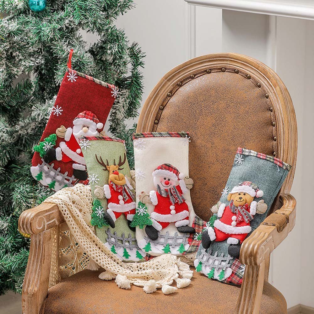 Vivi Idee Nikolausstiefel Nikolausstrumpf Groß 31cm, Weihnachtsstrumpf Weihnachtssocken Christmas Kamin deko