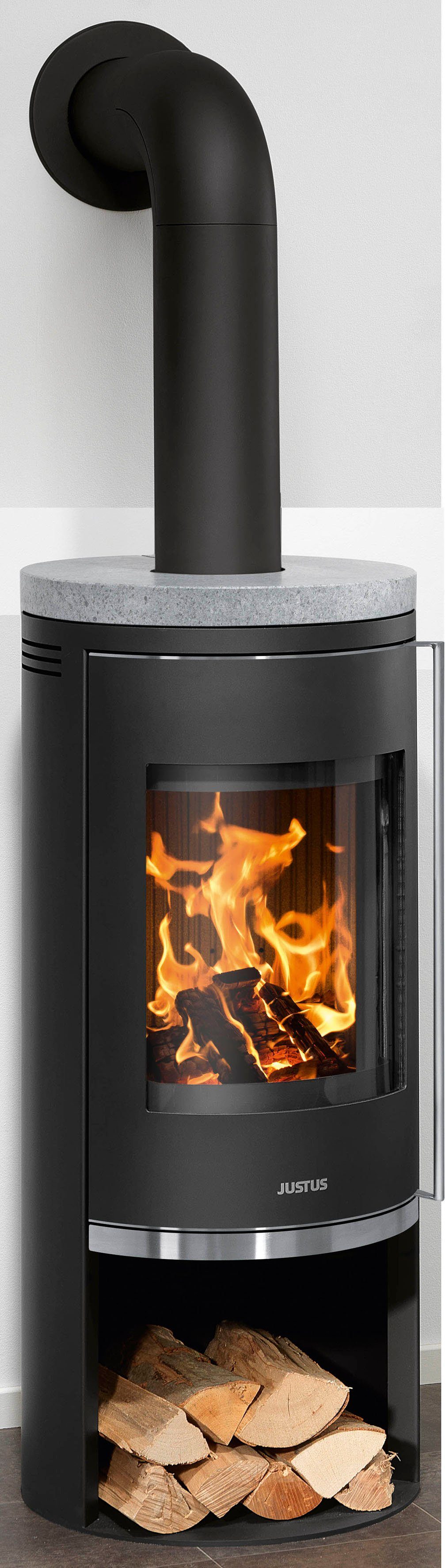 JUSTUS Kaminofen Faro 2.0 Speckstein Topplatte, 6 kW, Zeitbrand, Holzfach