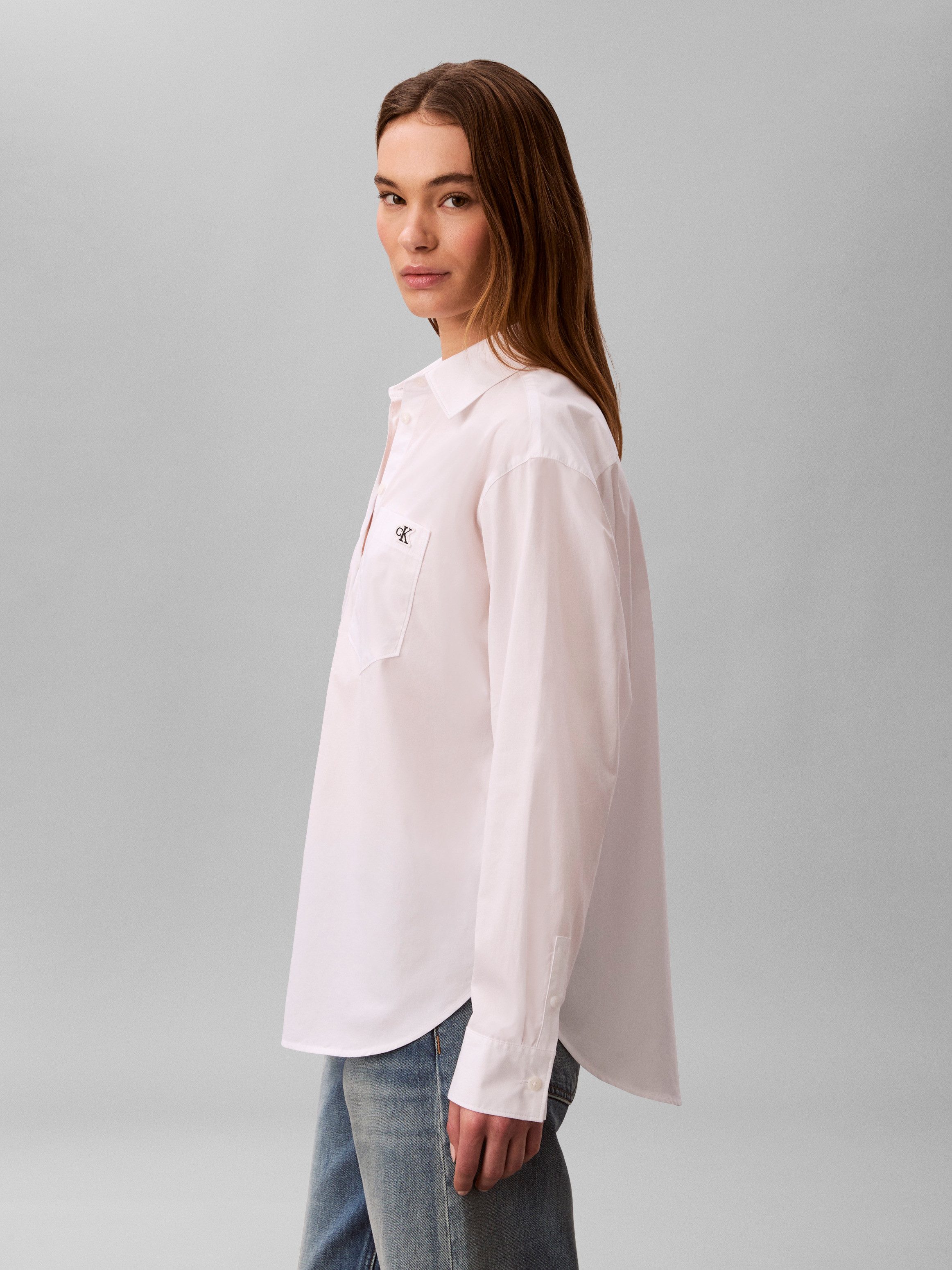 Calvin Klein Jeans Hemdbluse COTTON POPLIN RELAXED SHIRT Regular fit mit Brusttasche