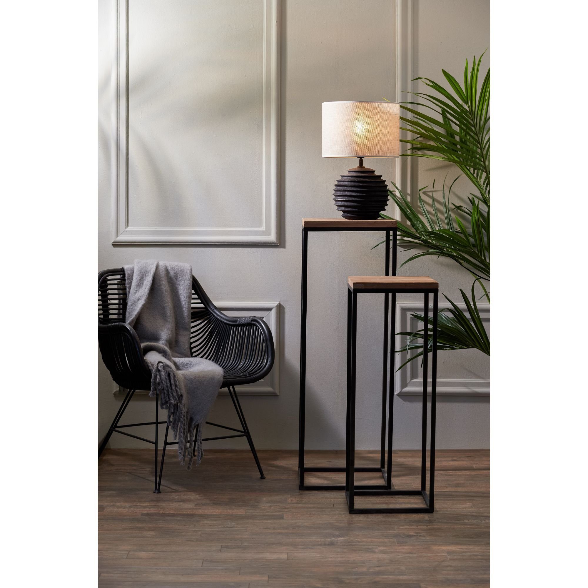 Set - & Beistelltisch Holz/Schwarz Yarula Säule Living Light -