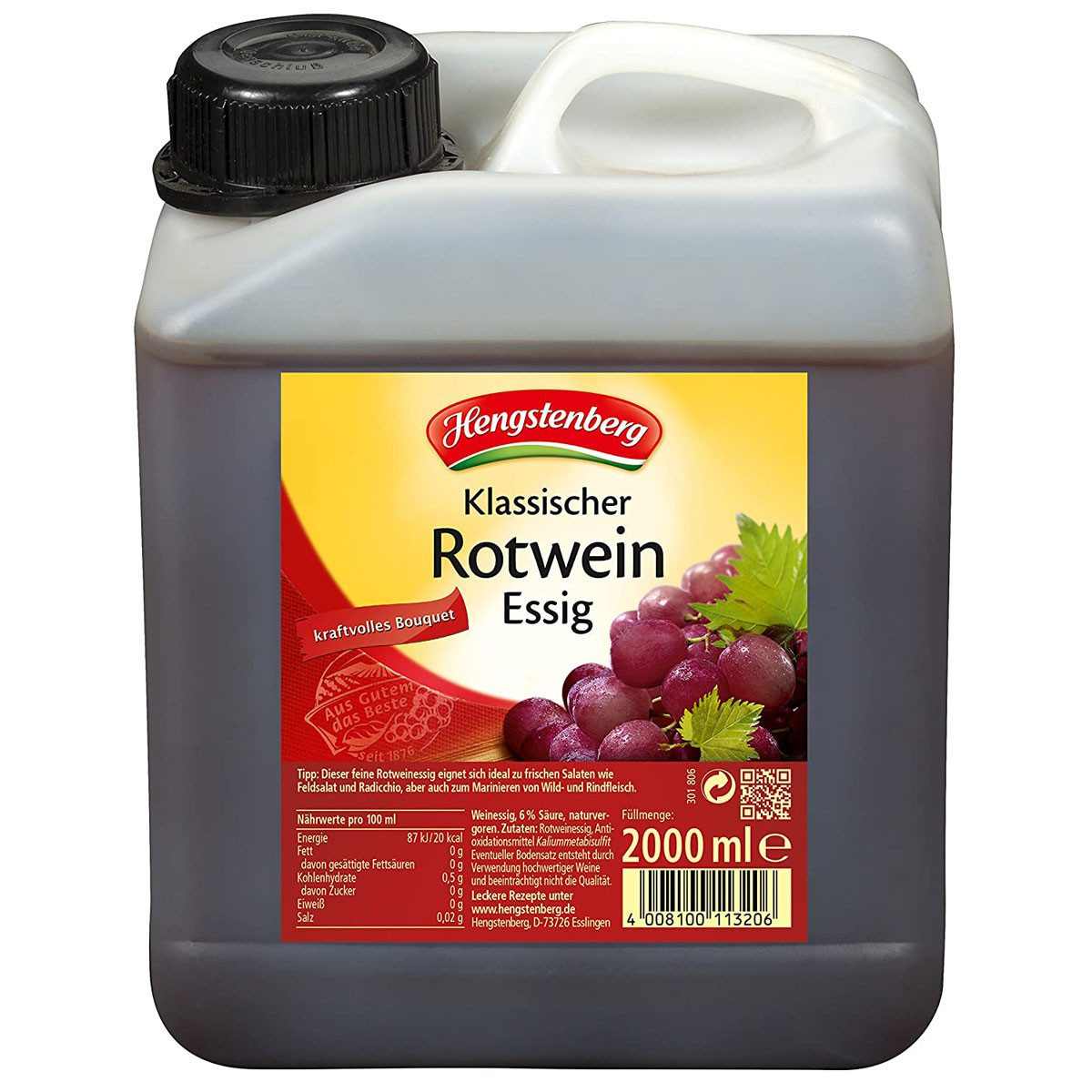 Hengstenberg Essig, Hengstenberg Rotwein Essig kraftvoll würziger Gesschmack 2000ml