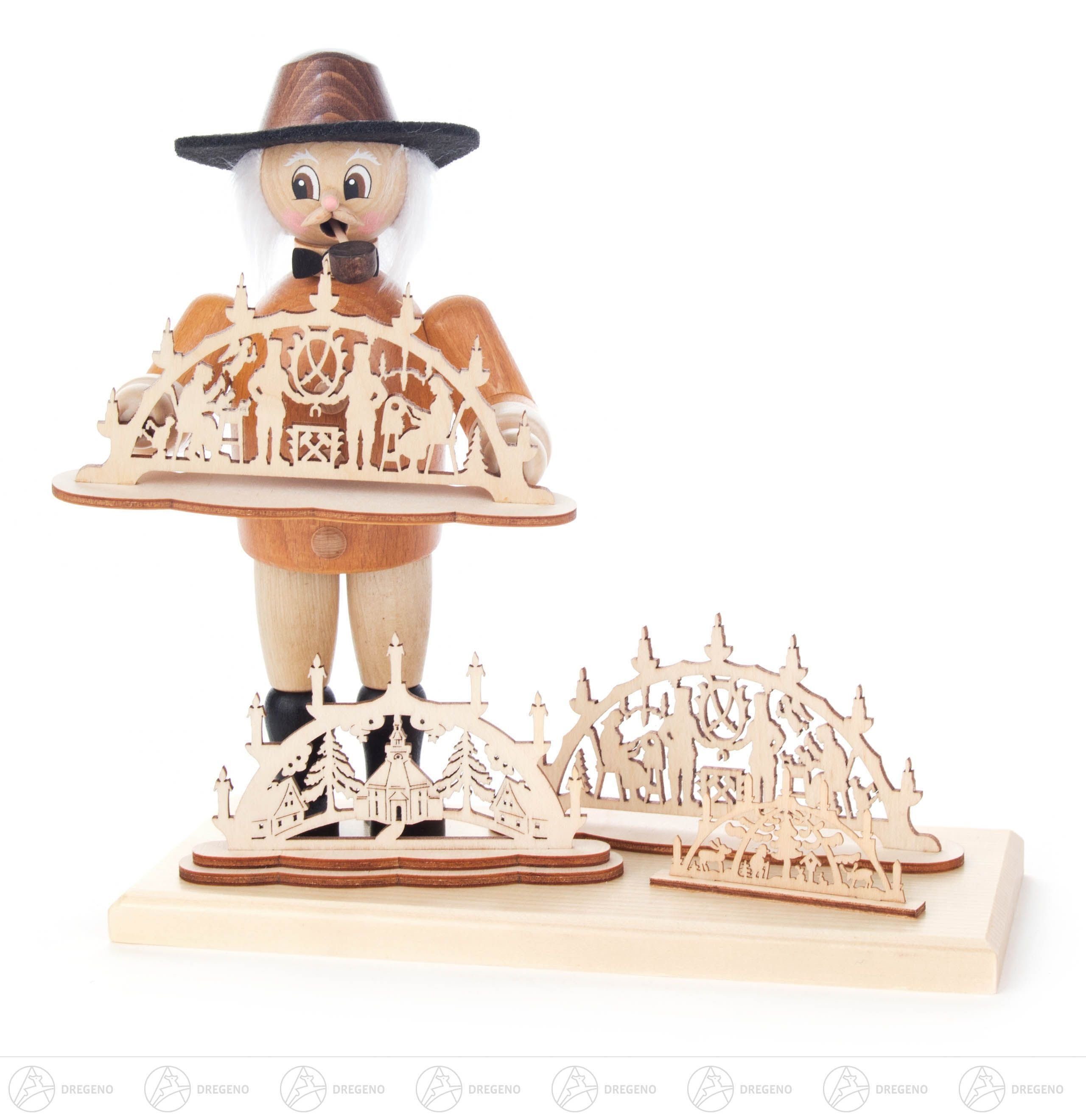 Dregeno Erzgebirge Räuchermännchen Räuchermann Schwibbogenbauer Breite x Höhe x Tiefe 20 cmx20 cmx8 cm