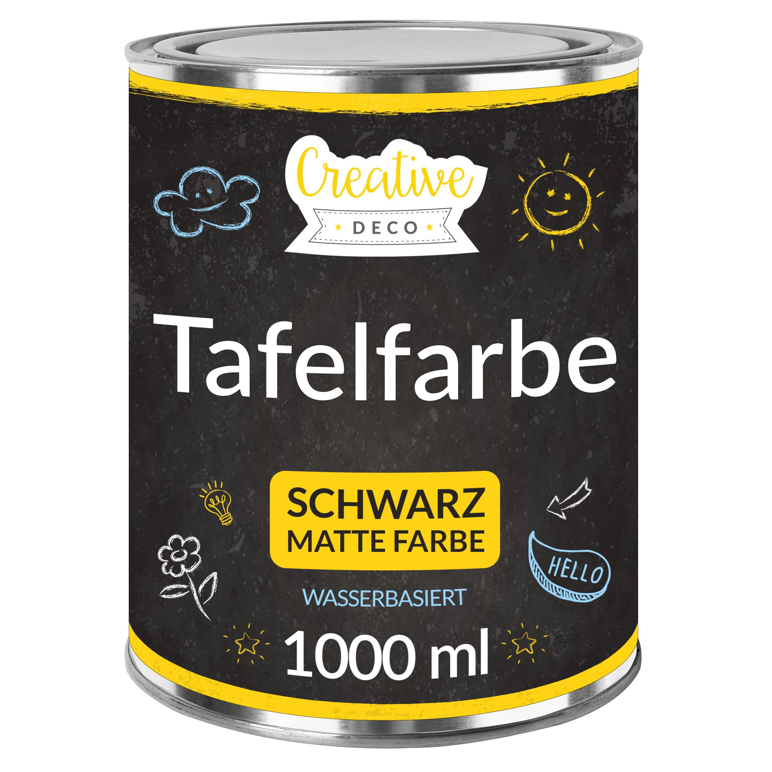 Creative Deco Wandfarbe Schwarz Wandfarbe Kreidefarbe Tafelfarbe, 1000ml