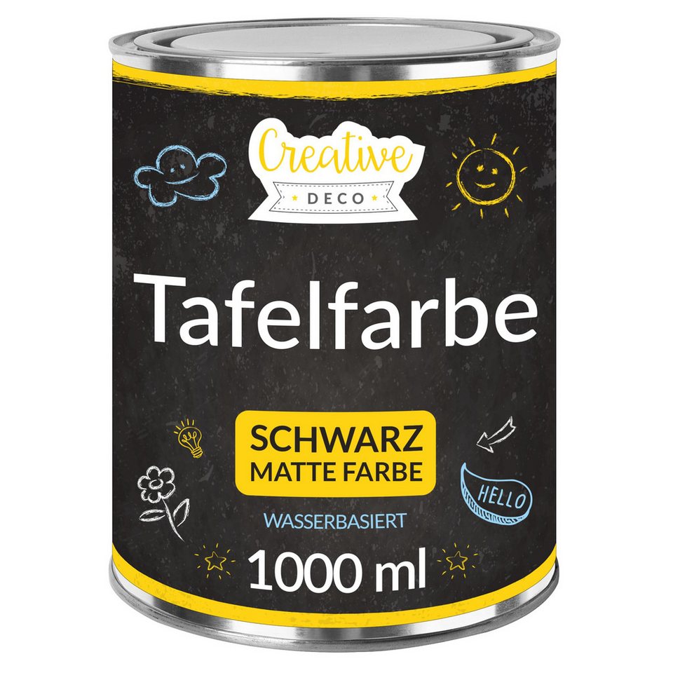 Creative Deco Wandfarbe Schwarz Wandfarbe Tafelfarbe 1000ml