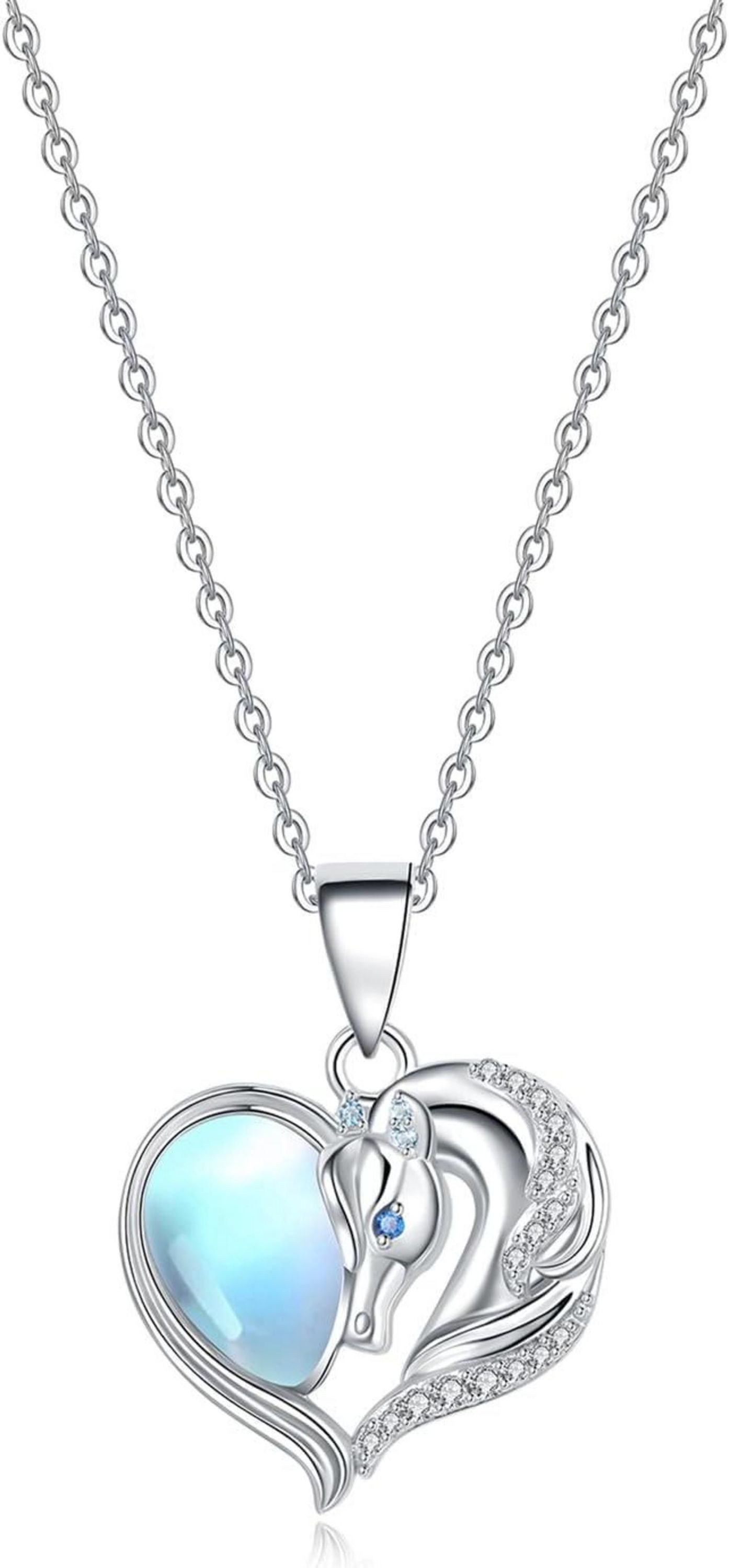Kette und Anhänger Set Halskette Damen Silber 925 Herz Anhänger Geschenke Mädchen Frauen