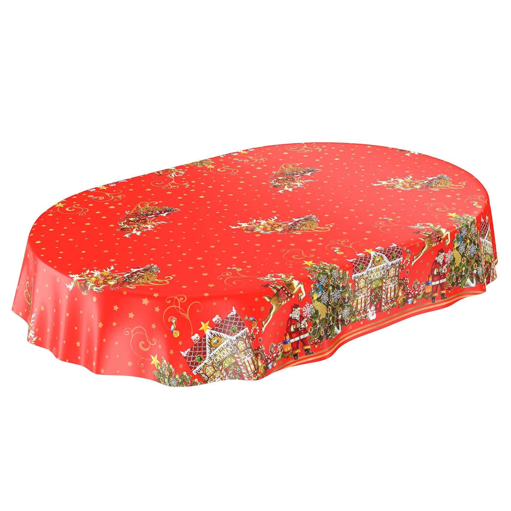 ANRO Tischdecke Wachstuchtischdecke Gartentischdecke Wachstischdecke (Einzelstück 1-tlg), Glatt 140x180cm Oval wasserabweisend