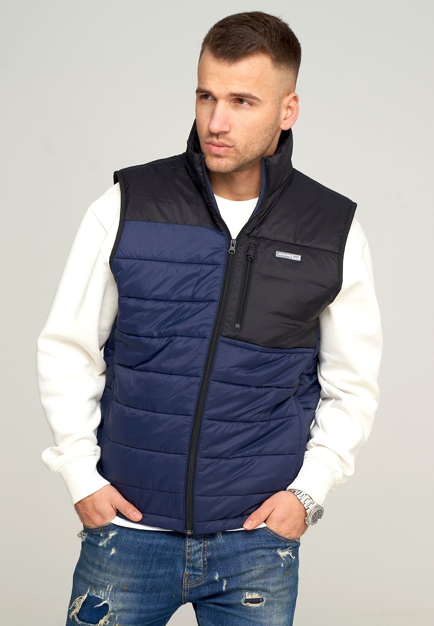 Jack & Jones Steppweste JCOINFINITY VEST Leichte Steppweste mit Kragen und Taschen