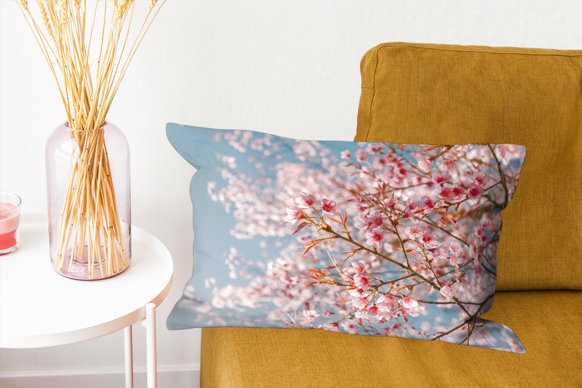 Dekoration, Dekokissen - Dekokissen Zierkissen, MuchoWow Sakura Zweige, Wohzimmer Füllung, - Schlafzimmer Frühling mit