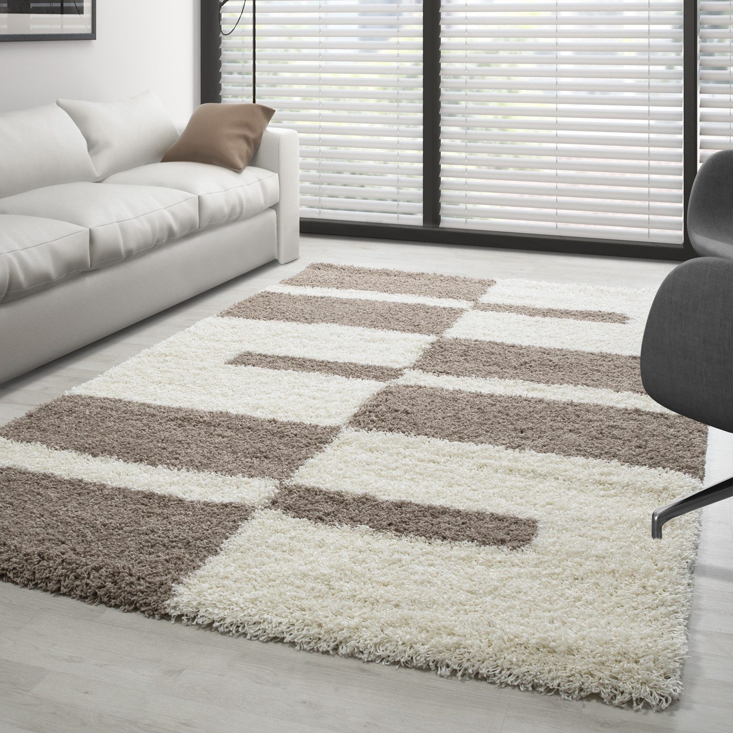 Carpettex Hochflor-Teppich Kariert Design, Läufer, Höhe: günstig online kaufen