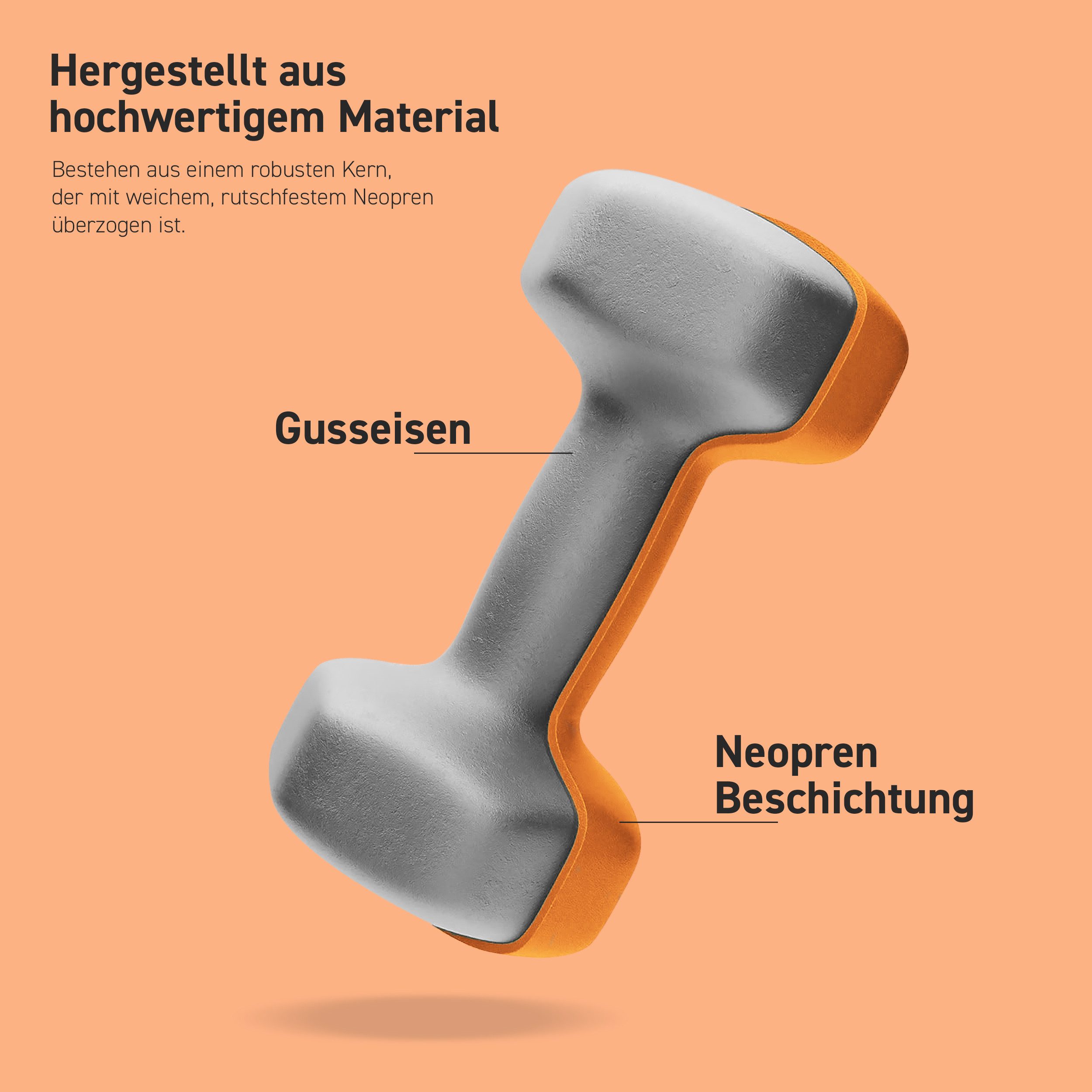 MSports® Hantel Hantelset Neopren 2er Set 0,5 – 5 kg Paar inkl. Übungsposter