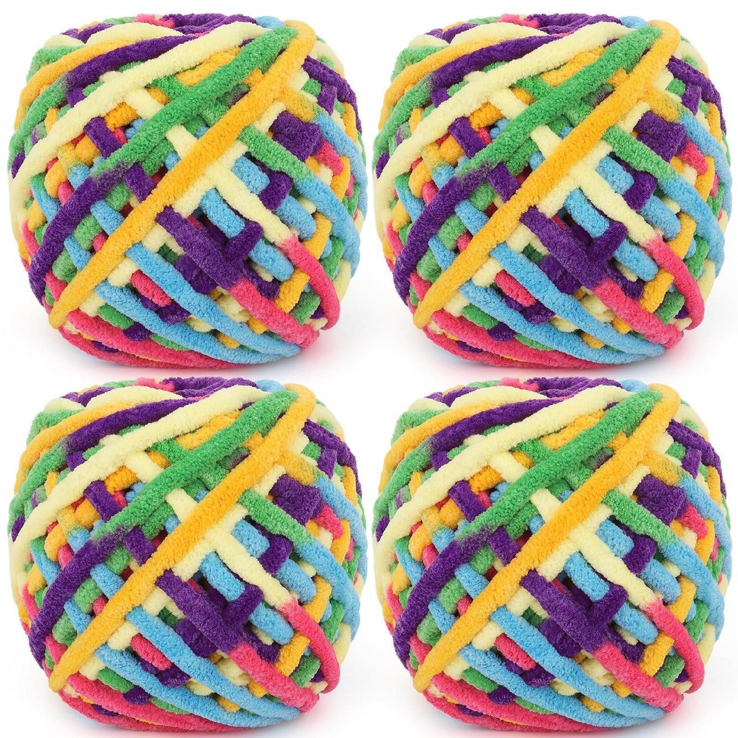 LuxusKollektion Chunky Garn 4er Pack Ombre MultiColor Häkelwolle