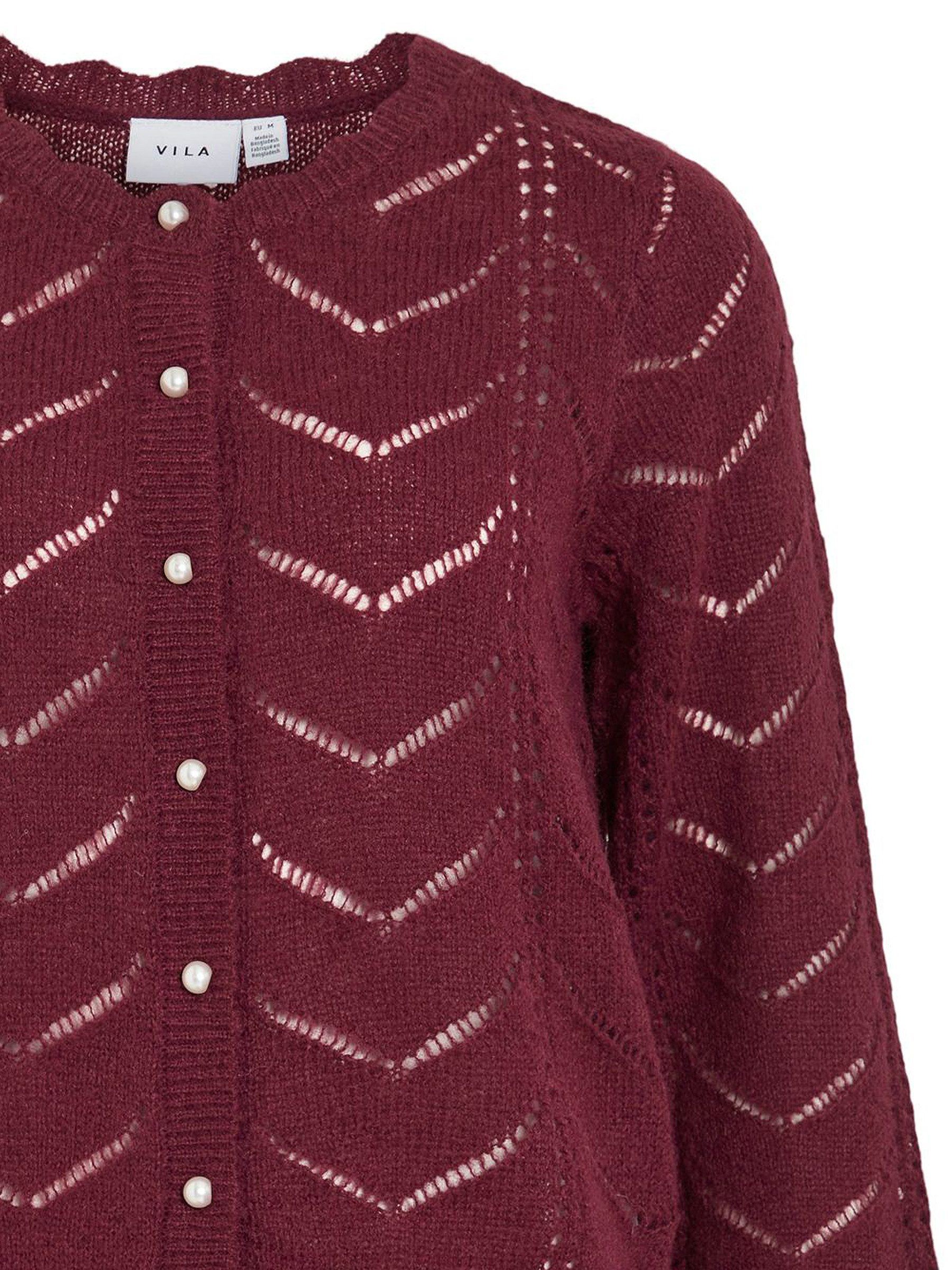 Vila Cardigan Eleganter Strick mit Perlenknöpfen und Strukturmuster (1-tlg) günstig online kaufen