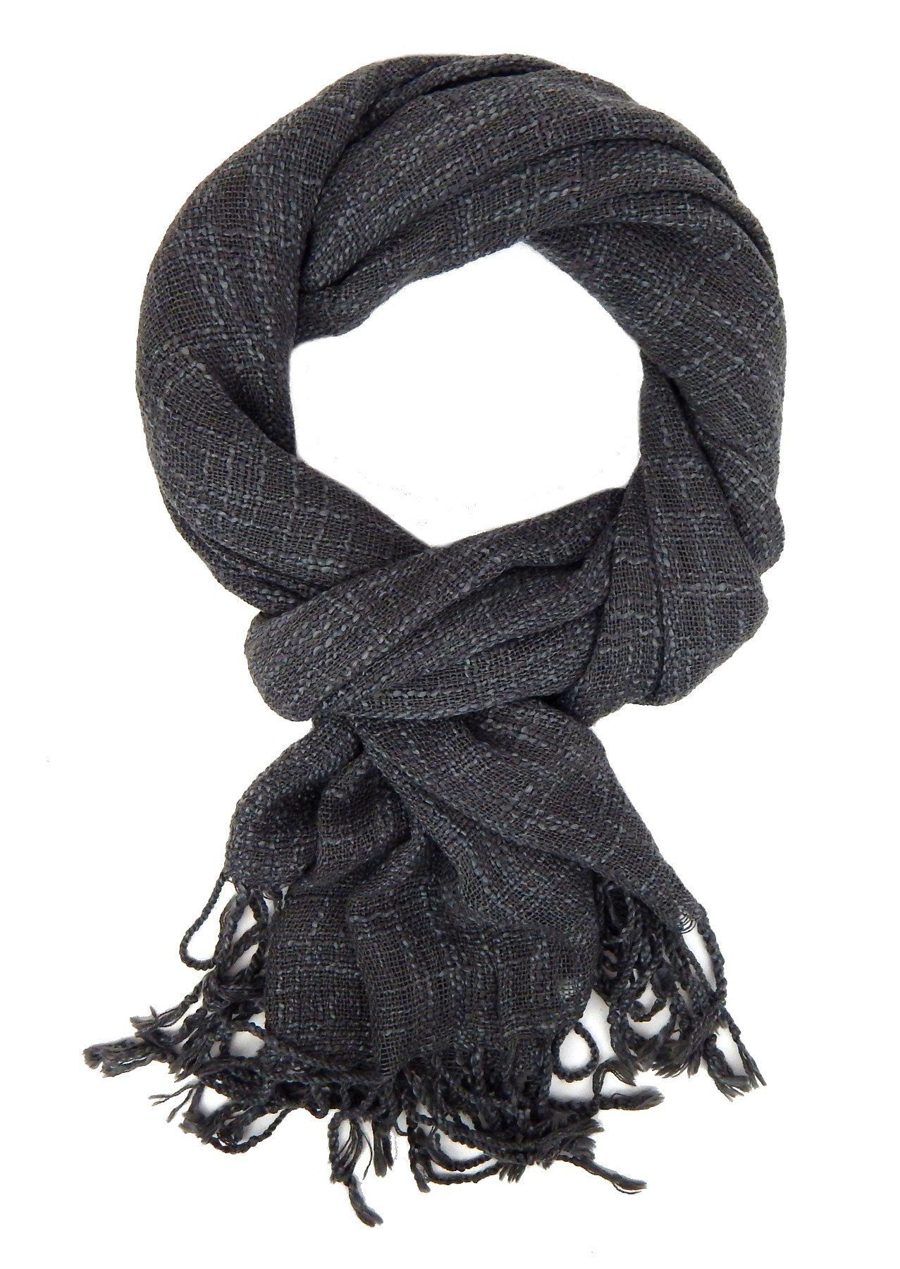 Ella Jonte Modeschal, grau edler Strickschal mit Fransen Herbst Winter