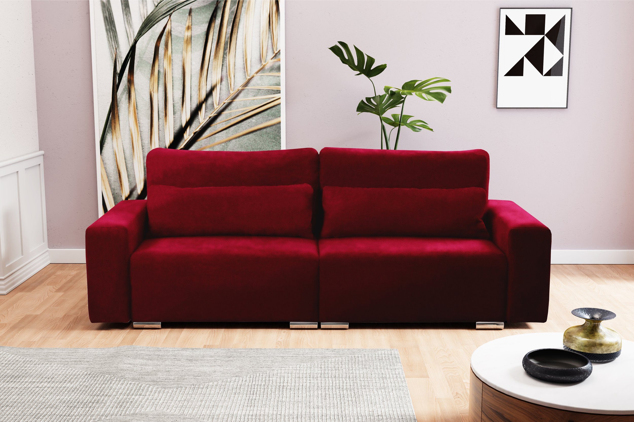 Stylefy 3-Sitzer Afina, Sofa, 2-Sitzer, inklusive Kissen, frei im Raum stellbar, Modern Design, mit Bettfunktion, Modern