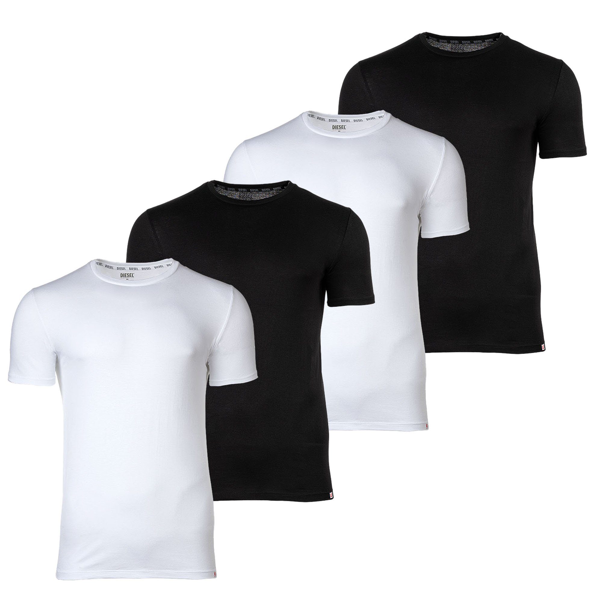 Diesel T-Shirt Herren T-Shirt 4er Pack - UMTEE-RANDAL-TUBE Schwarz/Weiß