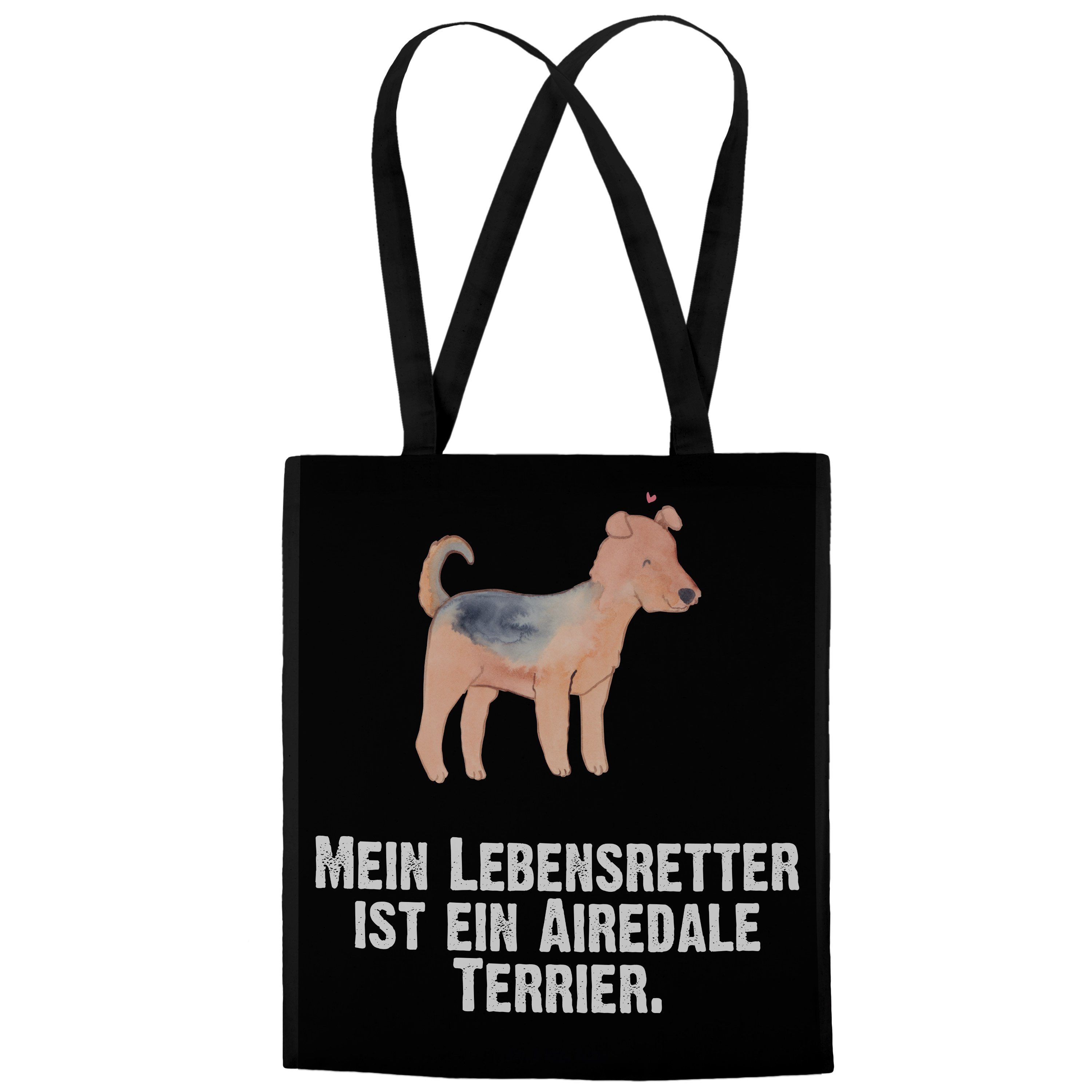 Schwarz Rasse Terrier (1-tlg) Lebensretter Mr. Geschenk, Airedale Tragetasche - Mrs. & Panda - Tierfreund,