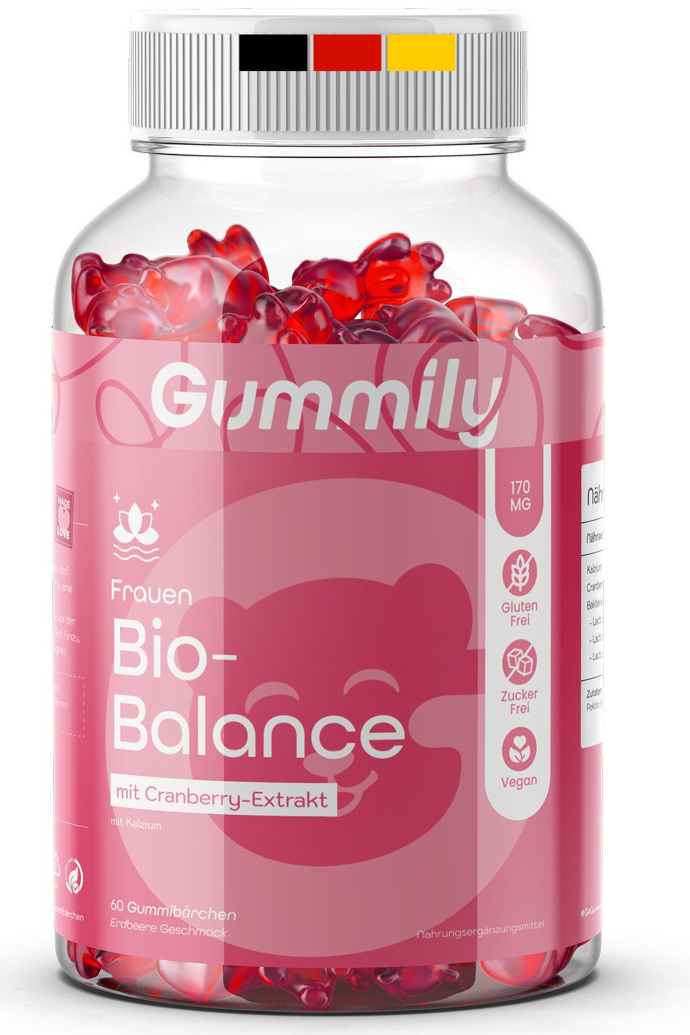 Gummily® Premium Darmflora mit Cranberry Extrakt BIO BALANCE Gummibärchen, Cranberry Extrakt Kapseln alt. - 2 Monats Intimflora