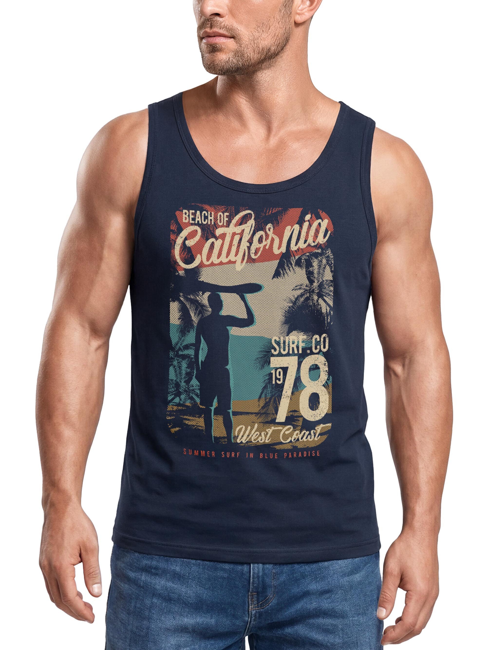 Neverless Tanktop Herren Tank-Top California Surfing Shirt Neverless® mit Print