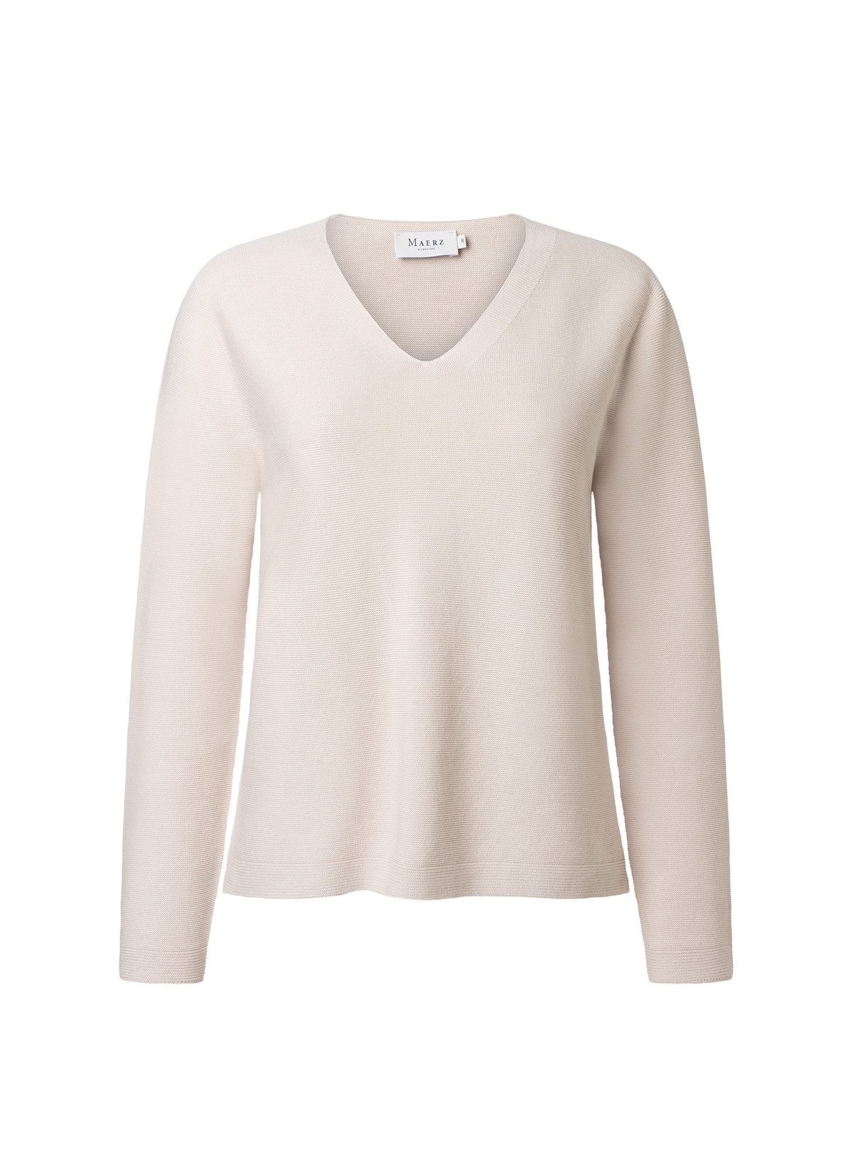 MAERZ Muenchen Wollpullover Pullover V-Ausschnitt 1/1 Arm French Oak