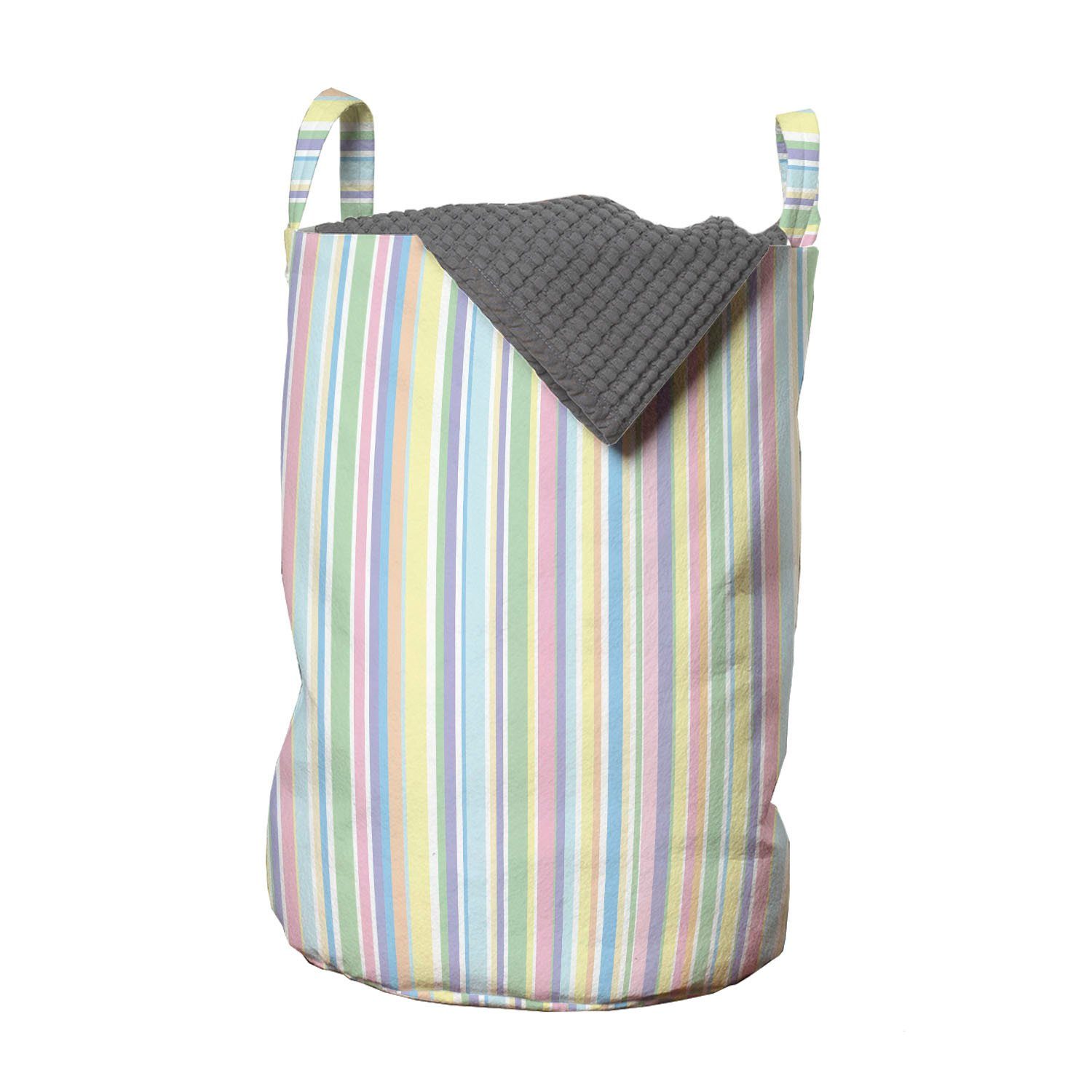 Abakuhaus Wäschesäckchen Wäschekorb mit Griffen Kordelzugverschluss für Waschsalons, Pastell Gestreifte klassisches Muster