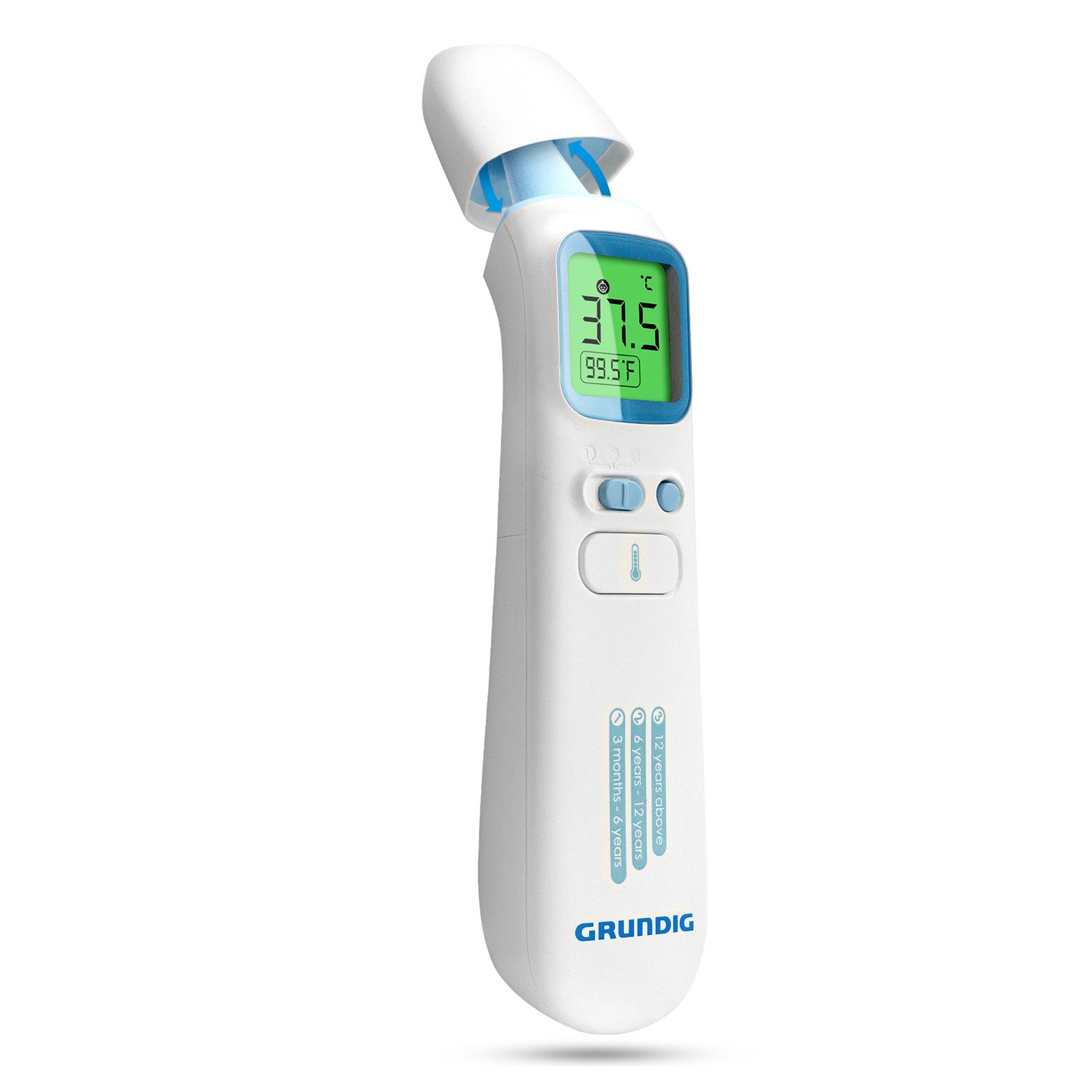 Grundig Stirn-Fieberthermometer Testsieger Fieberthermometer kontaktlos Infrarot Ohr Stirn, blitzschnell messen Ohr Stirn Objekte und Baby