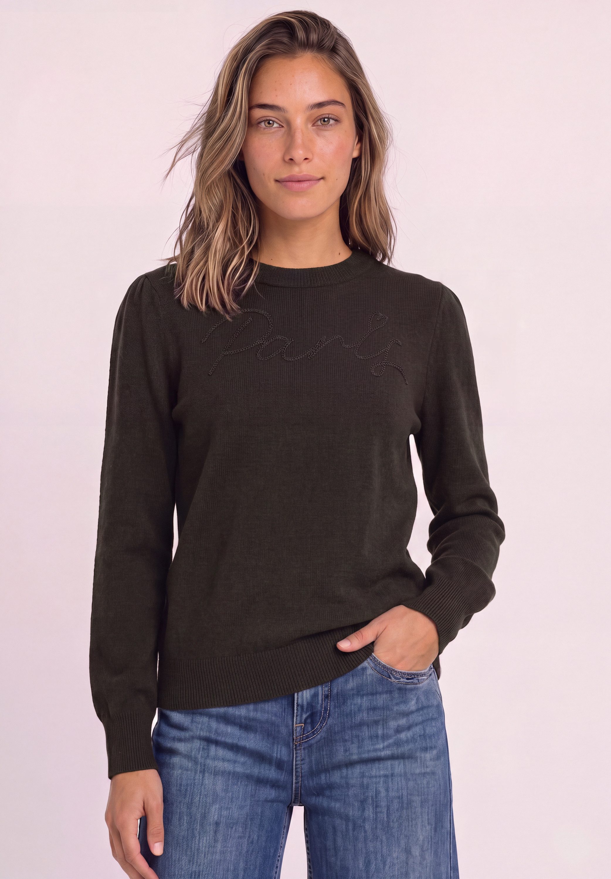 STREET ONE Rundhalspullover aus softem Materialmix