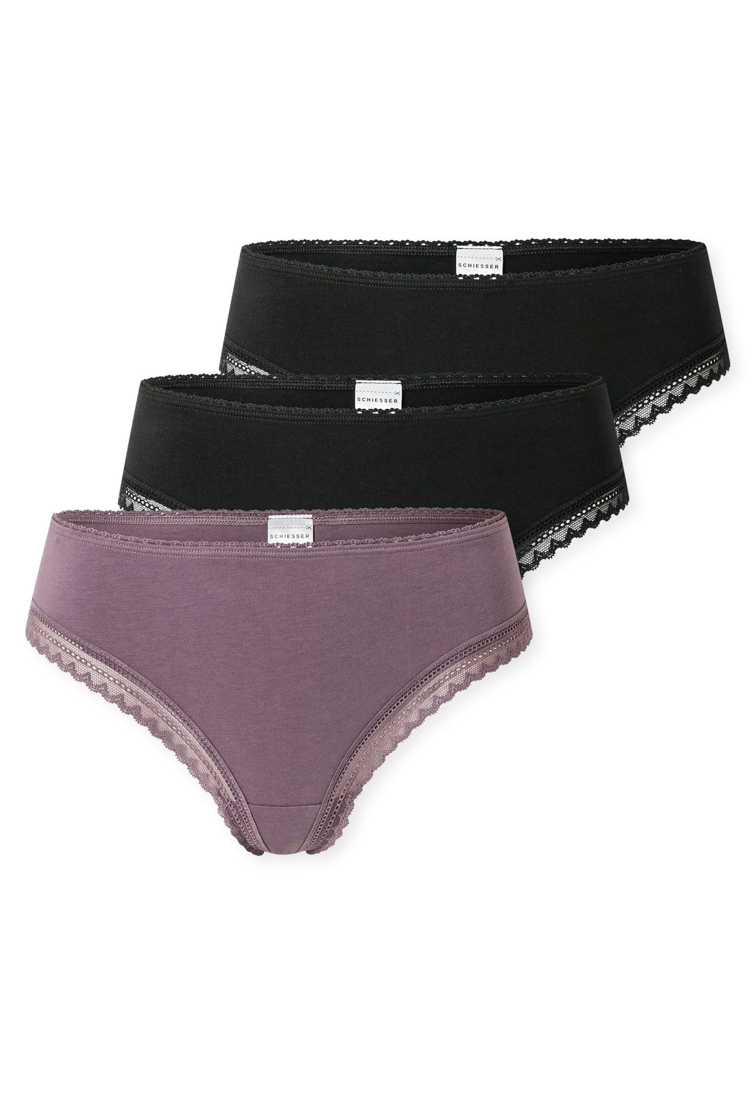 Schiesser String Modern Multipacks (3er Pack) Spitzenbänder, Baumwollmischung, Single Jersey
