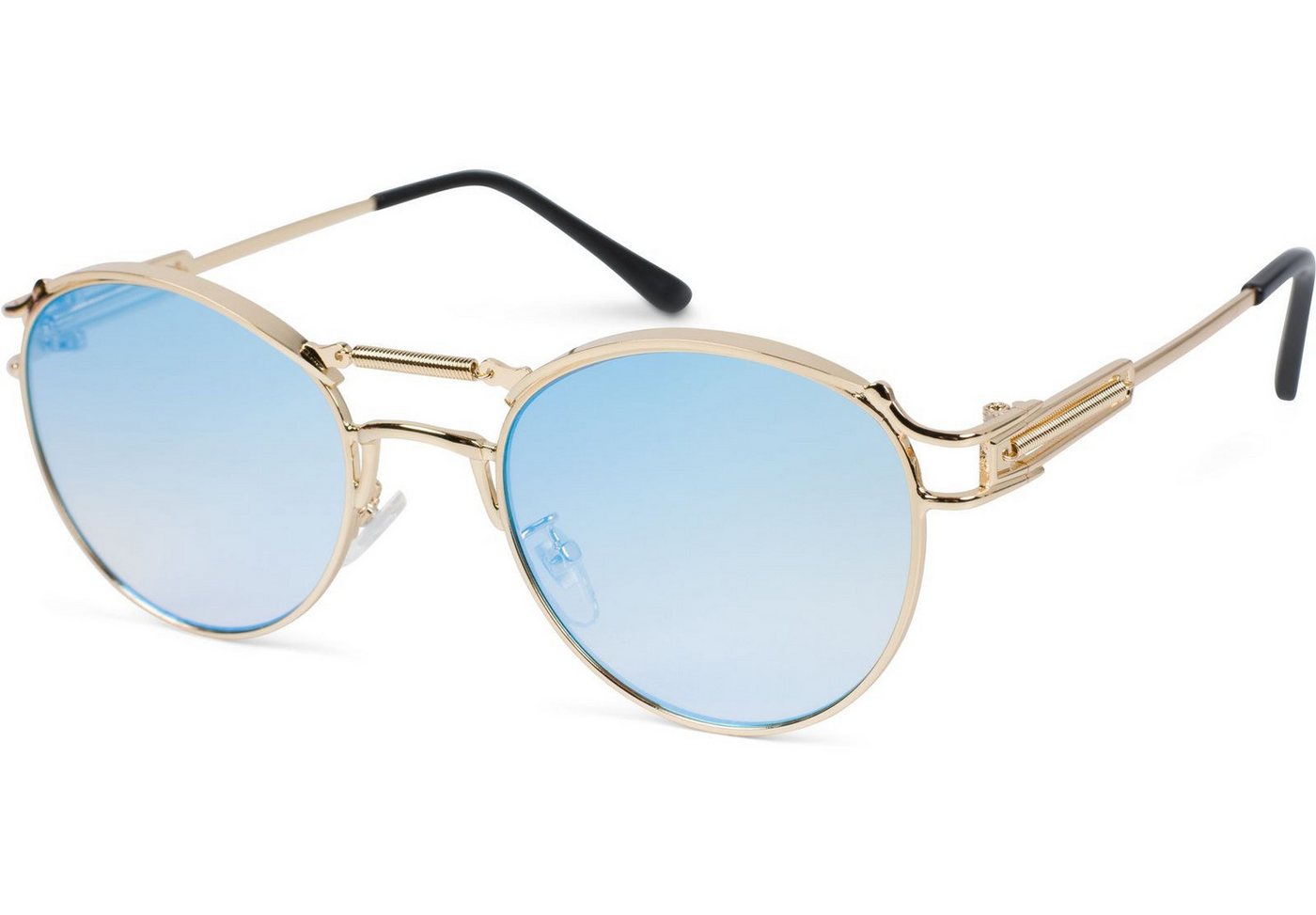 styleBREAKER Sonnenbrille Panto Sonnenbrille mit Federn (1-St) Verspiegelt