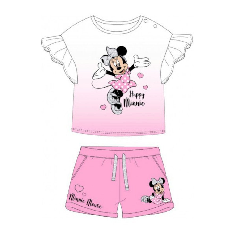 Disney Baby Shirt & Hose Minnie Mouse Baby-Bekleidungs-Set für Mädchen, kurz, mit coolem Farbv (Set, 2-tlg)