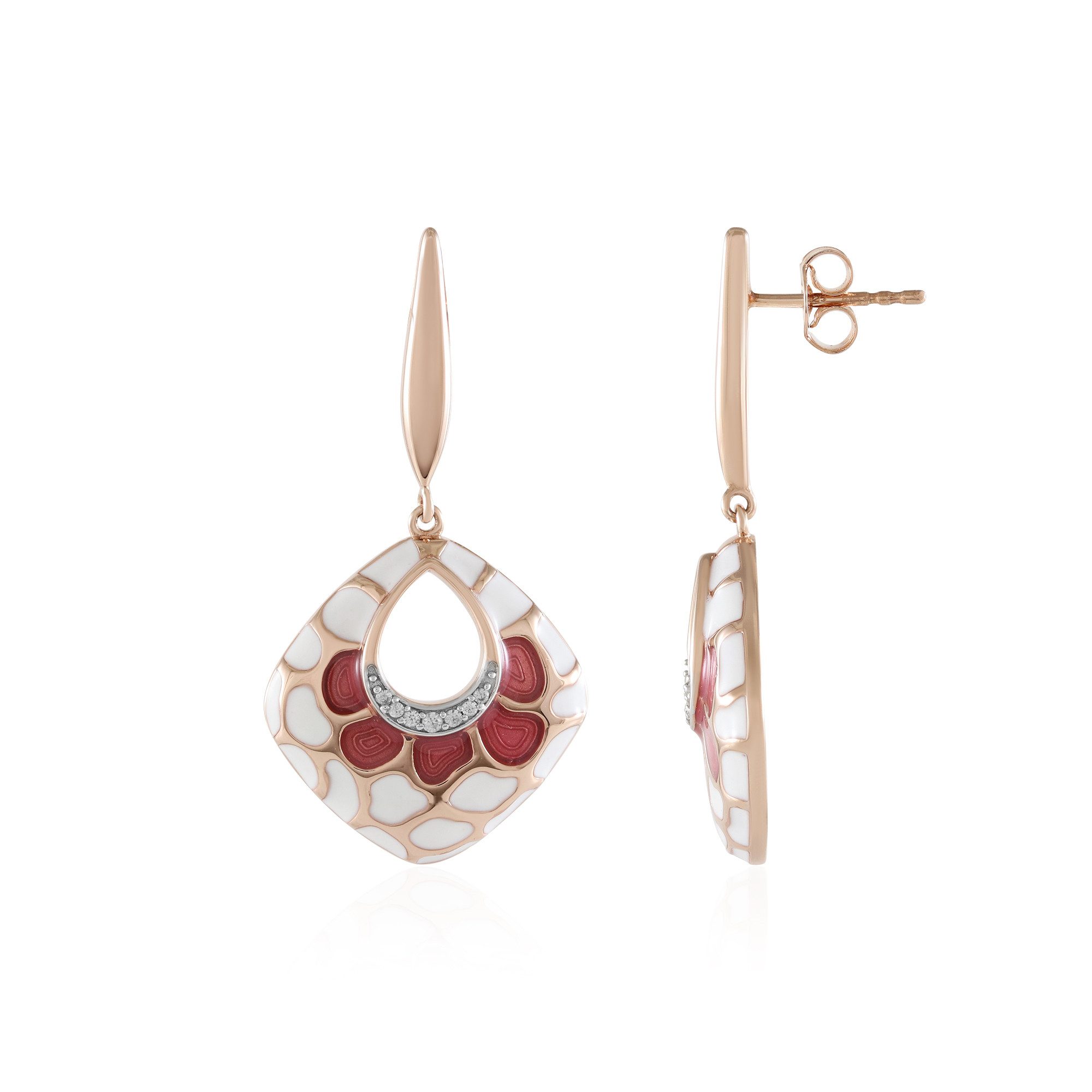 Ohrring-Set Zirkon Ohrringe rosévergoldet 0,102 ct, Sterlingsilber Blüte