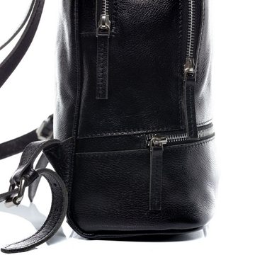 BACCINI Rucksack Leder Backpack Damen DINA, Cityrucksack Echtleder, Leder-Rucksack Daypack Damen schwarz