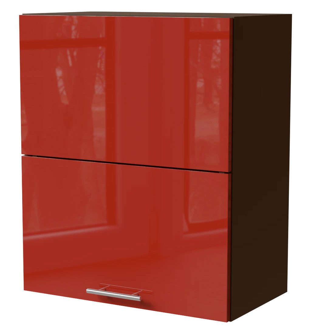 Feldmann-Wohnen Faltlifthängeschrank Brerra (W8B/60-AV, 2-geteilte Hochfaltklappe, 2 Einlegeböden, 1-St., moderne Optik, lackierte Fronten, 60x32,5x72cm) lava / RAL 3002 karminrot Hochglanz