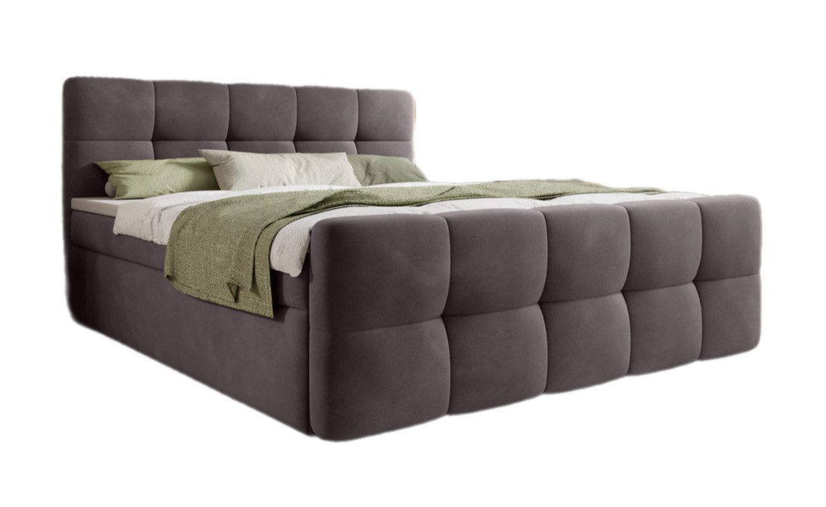 Luxusbetten24 Boxspringbett Cozy Samt, inklusive PU-Schaum Topper