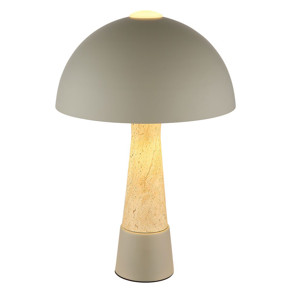 NOWA Tischleuchte, Leuchtmittel nicht inklusive, Tischleuchte Schalter grau matt Travertinoptik Beistelllampe H 36,5 cm