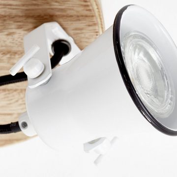 Lightbox Deckenleuchte, ohne Leuchtmittel, 3-flammiges Emaille-Optik Spotrondell, Köpfe schwenkbar, Metall/Holz