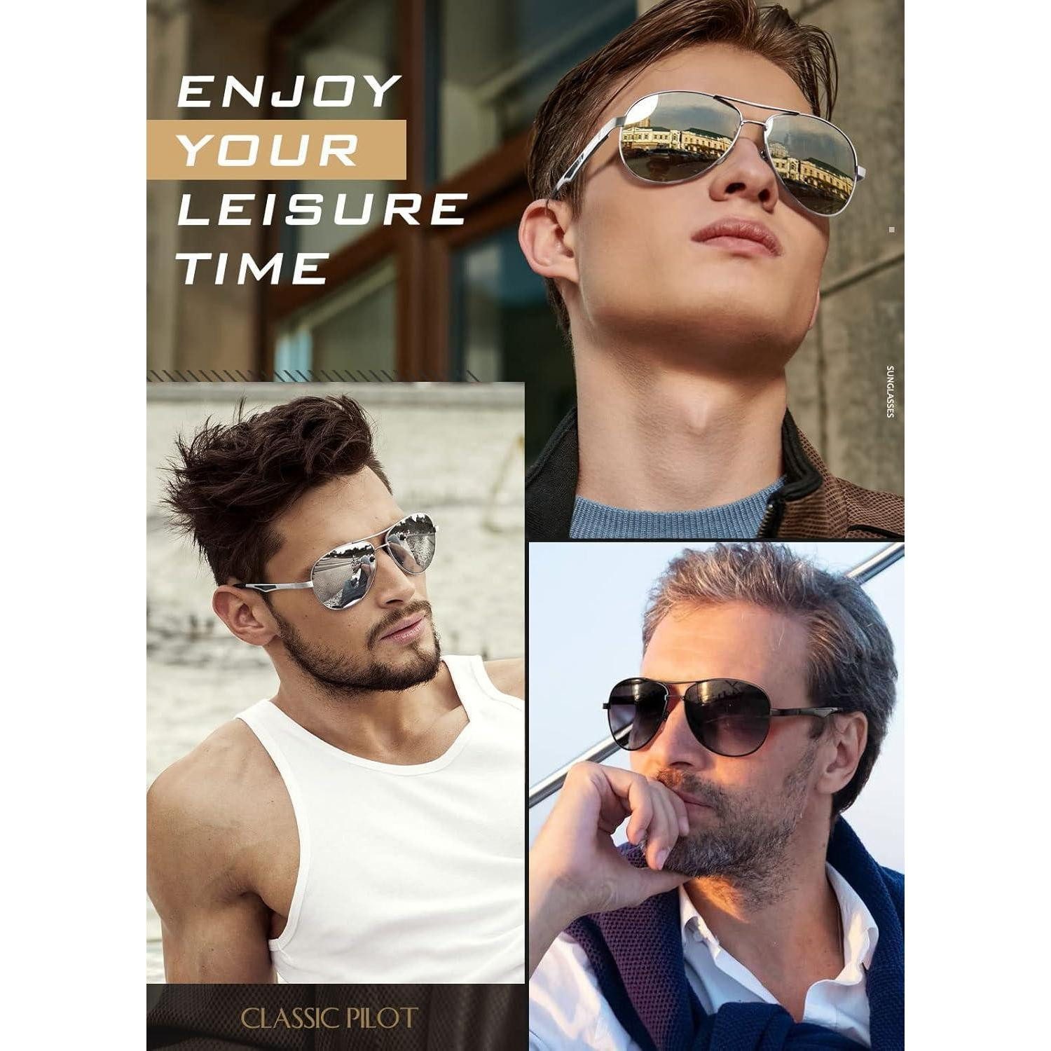 LuxusKollektion Pilotenbrille Pilotenbrille Herren Damen polarisiert Schwarz Rahmen Grau Linsen