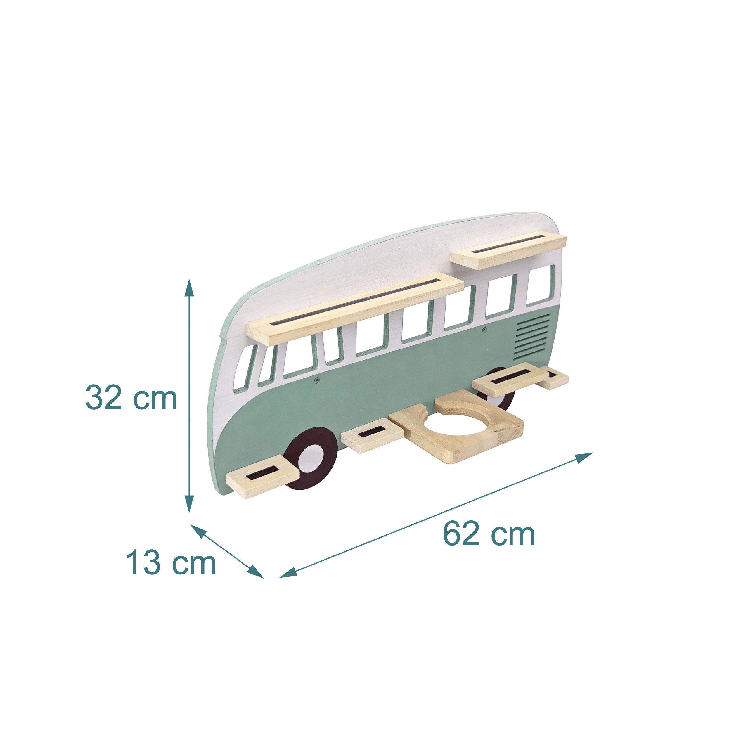 relaxdays Kinderregal Toniebox Regal Bus, 1-tlg., salbei. – Bild 4 von 5