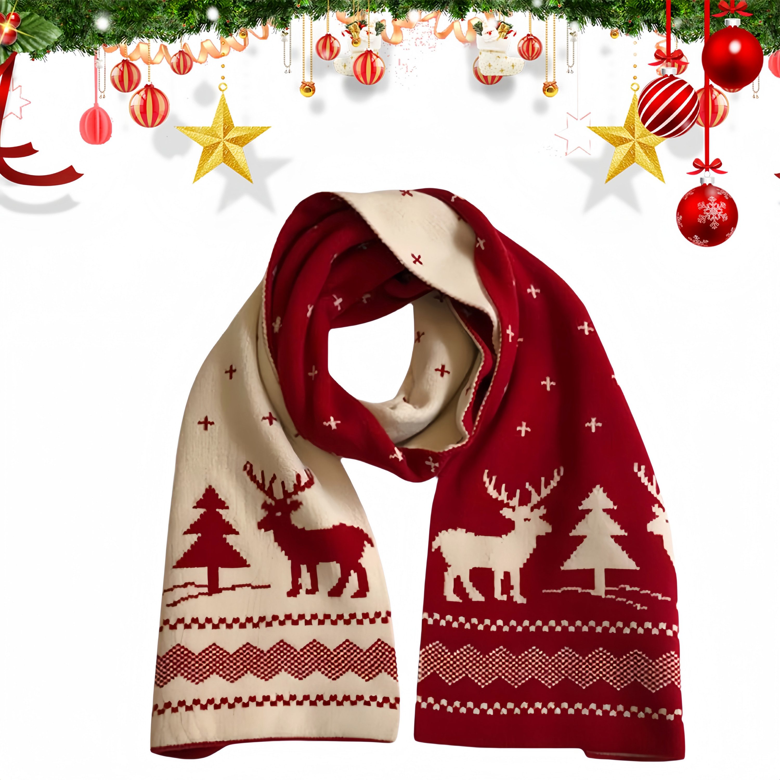 FOUORTUNATE-BEE Modeschal Weihnachtsschal Damen – Weicher, Warmer Winterschal mit Motiv, Kuscheliger Schal mit Weihnachtsmuster – Perfekt als Geschenkidee