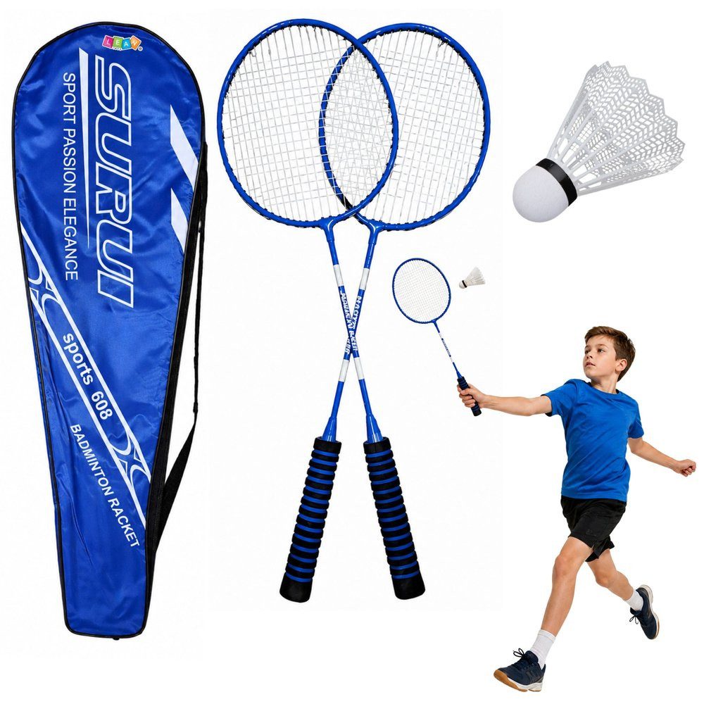 Wisam Lernspielzeug Badminton-Set, Schläger, Federballhülle, blau