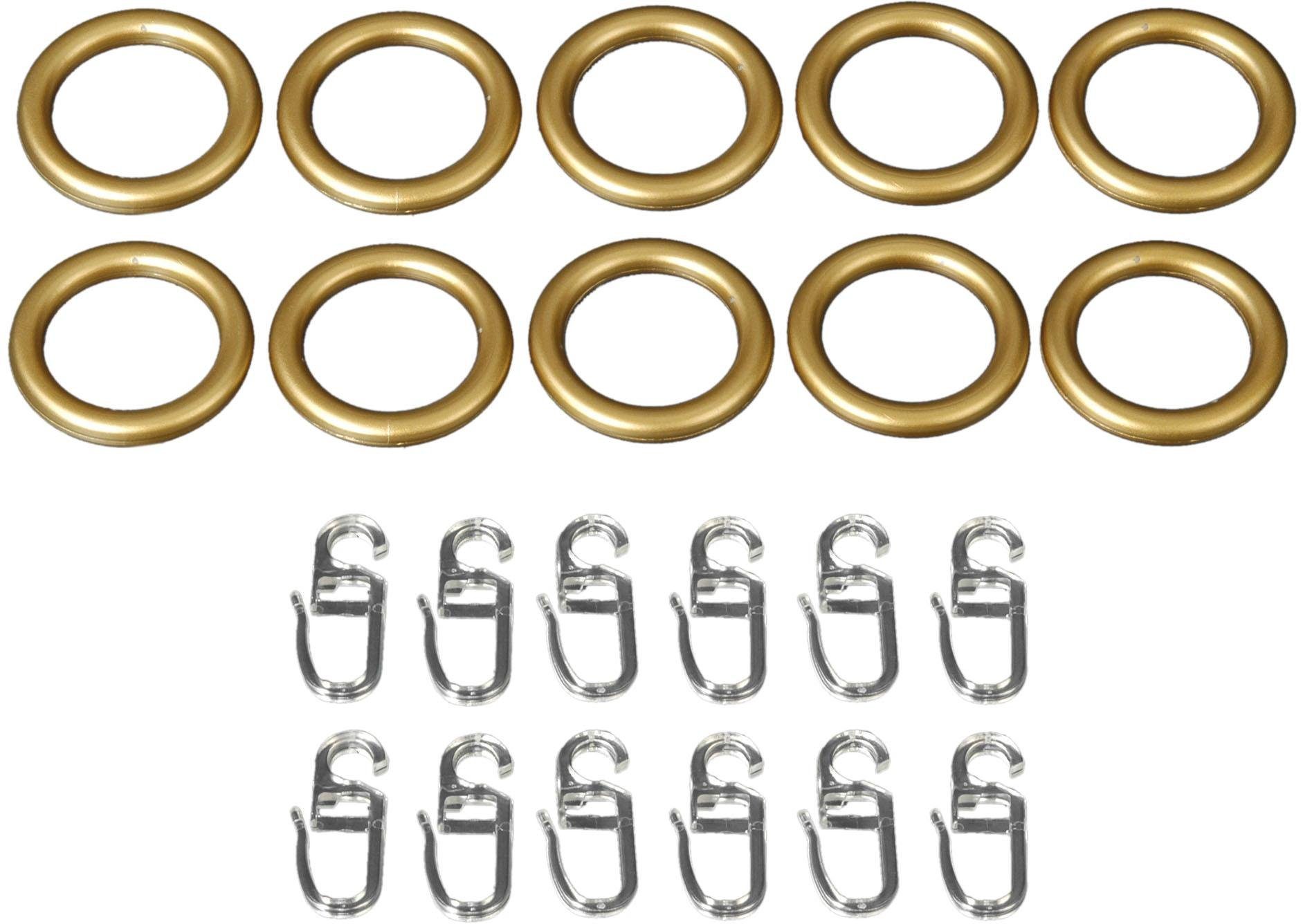 Liedeco Gardinenring, Gardinenstangen, (Set, 10-St., mit Faltenlegehaken), für Gardinenstangen Ø 20 mm