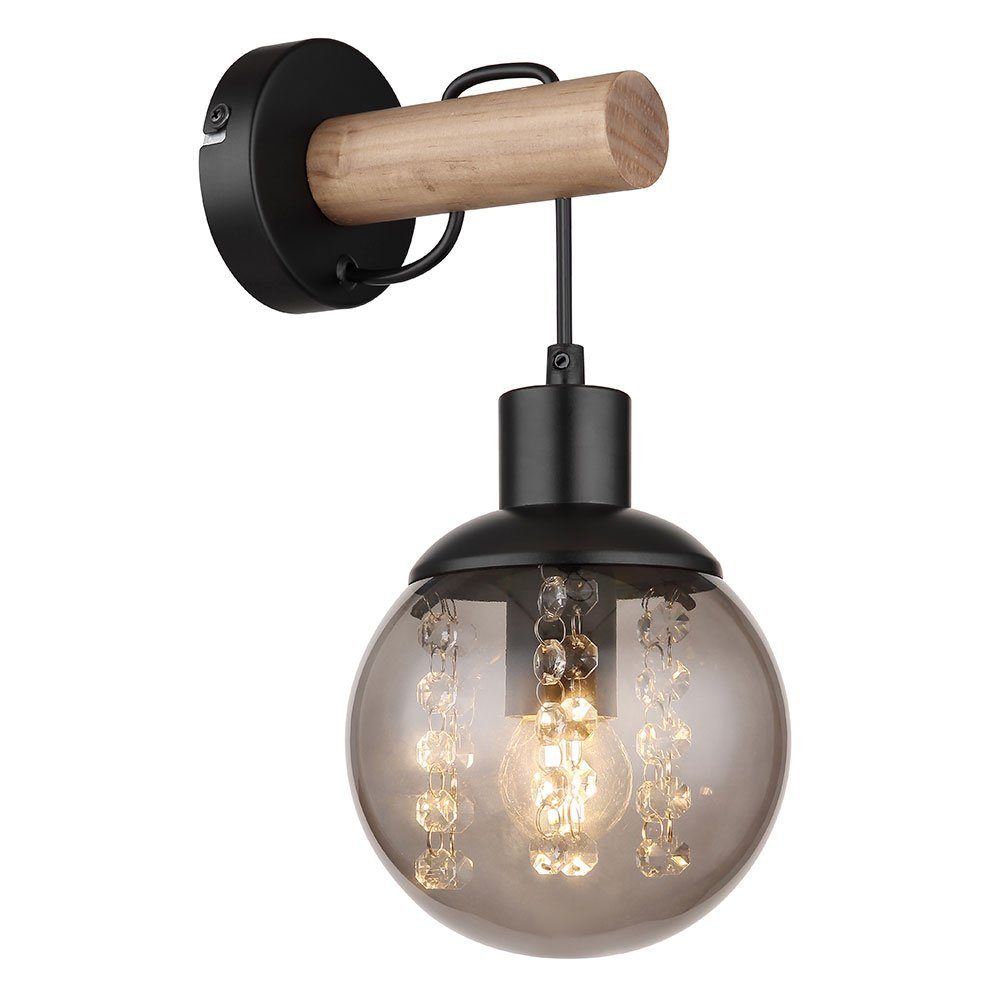 Leuchtmittel Flurlampe LED hängend Wandlampe inklusive, Glaskugel Wandleuchte Kristalle Globo rauch Gartenstrahler, nicht
