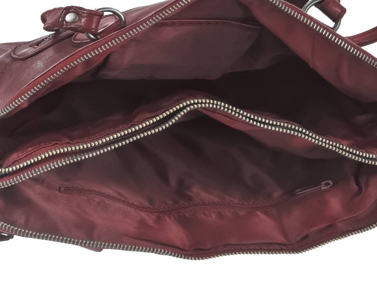 Bear getrennten Schultertasche, 2 Fächern, Leder Design gelb mit bordeaux Lieke, in Handtasche Umhängetasche