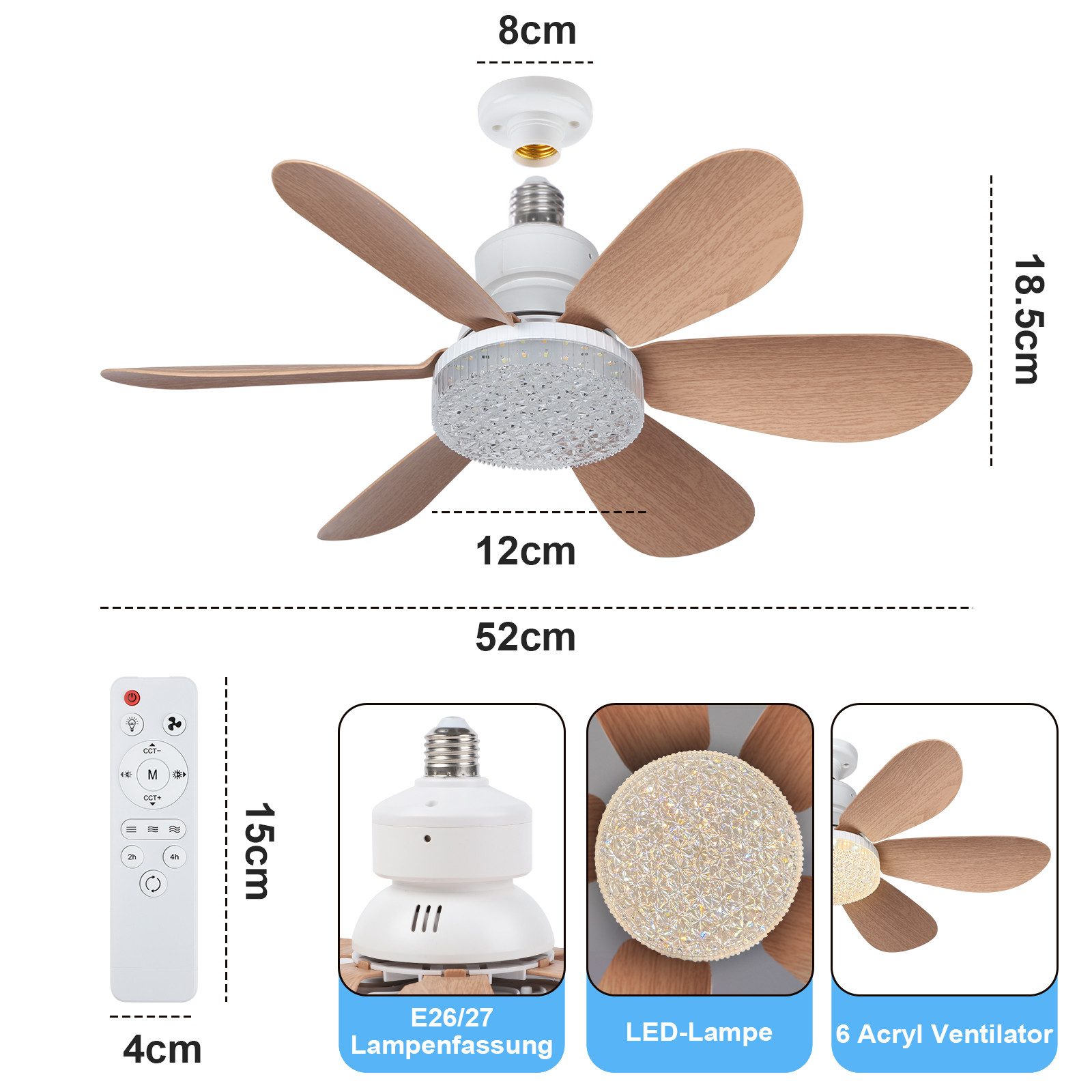 MUPOO Deckenventilator Deckenventilatoren mit Licht E27 günstig online kaufen